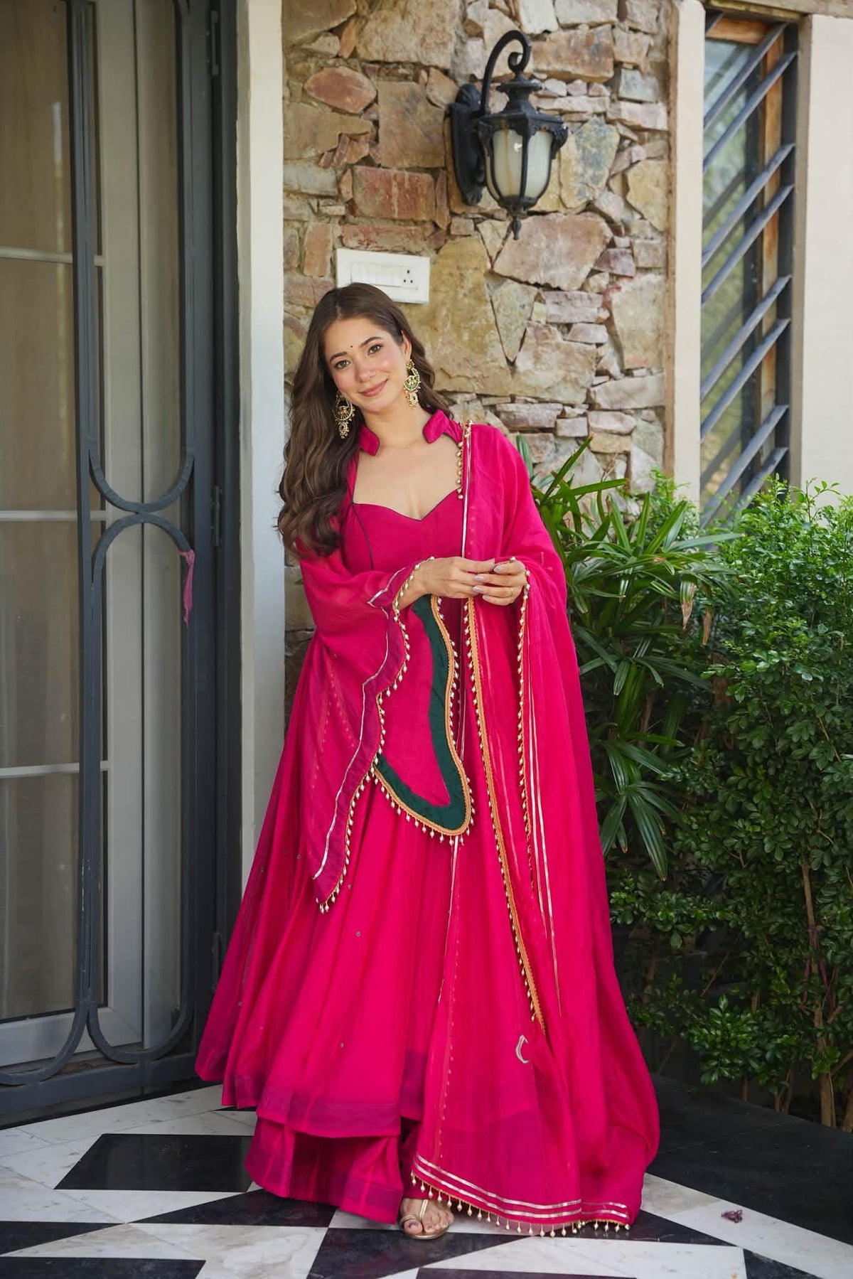 Berrybelle Chanderi Anarkali Suit Set