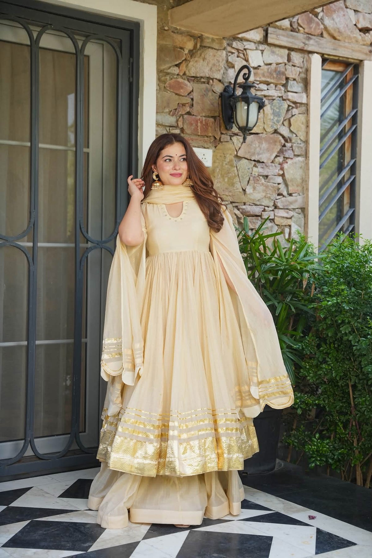 Starling Ivory Anarkali Suit Set