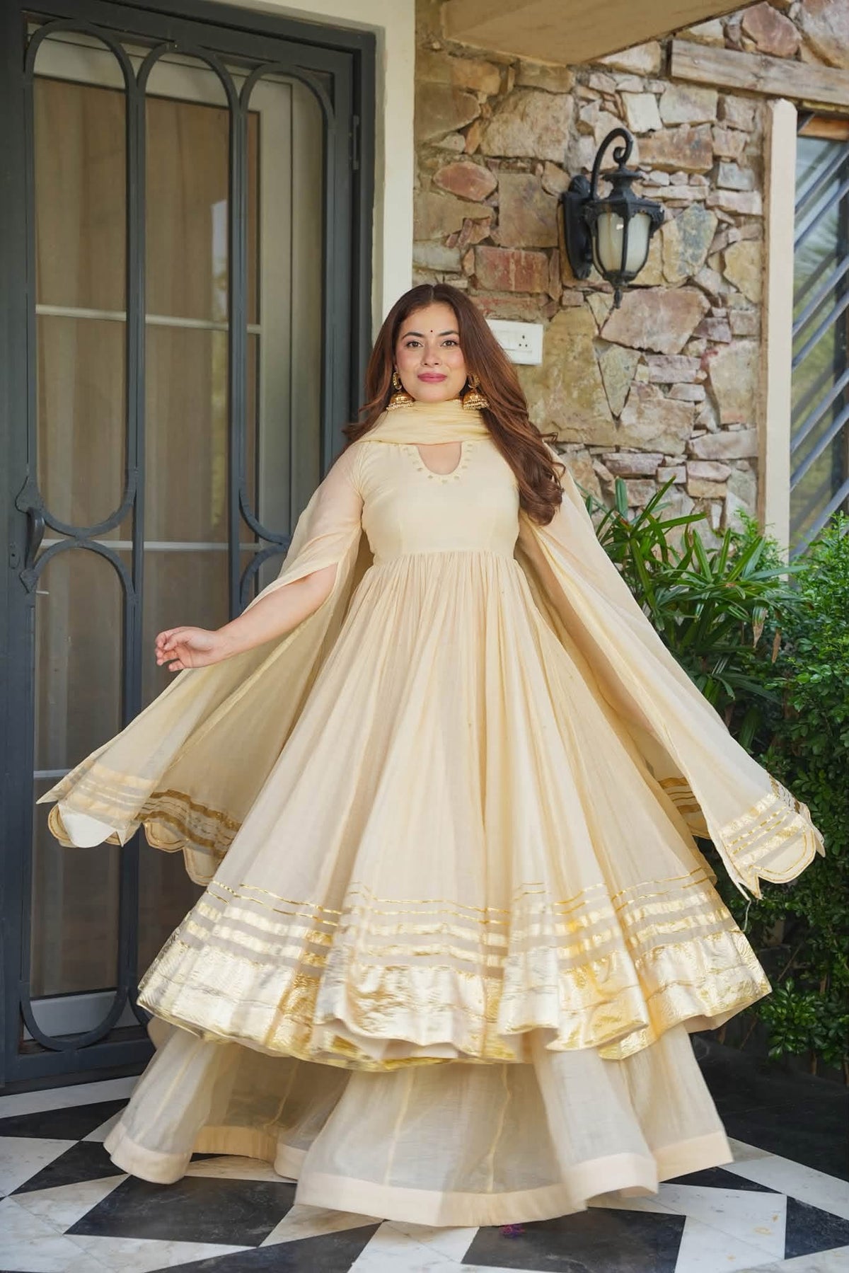 Starling Ivory Anarkali Suit Set