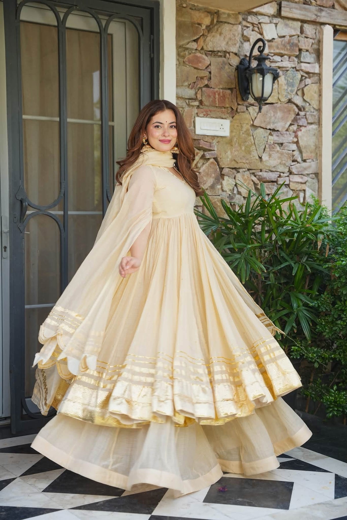 Starling Ivory Anarkali Suit Set