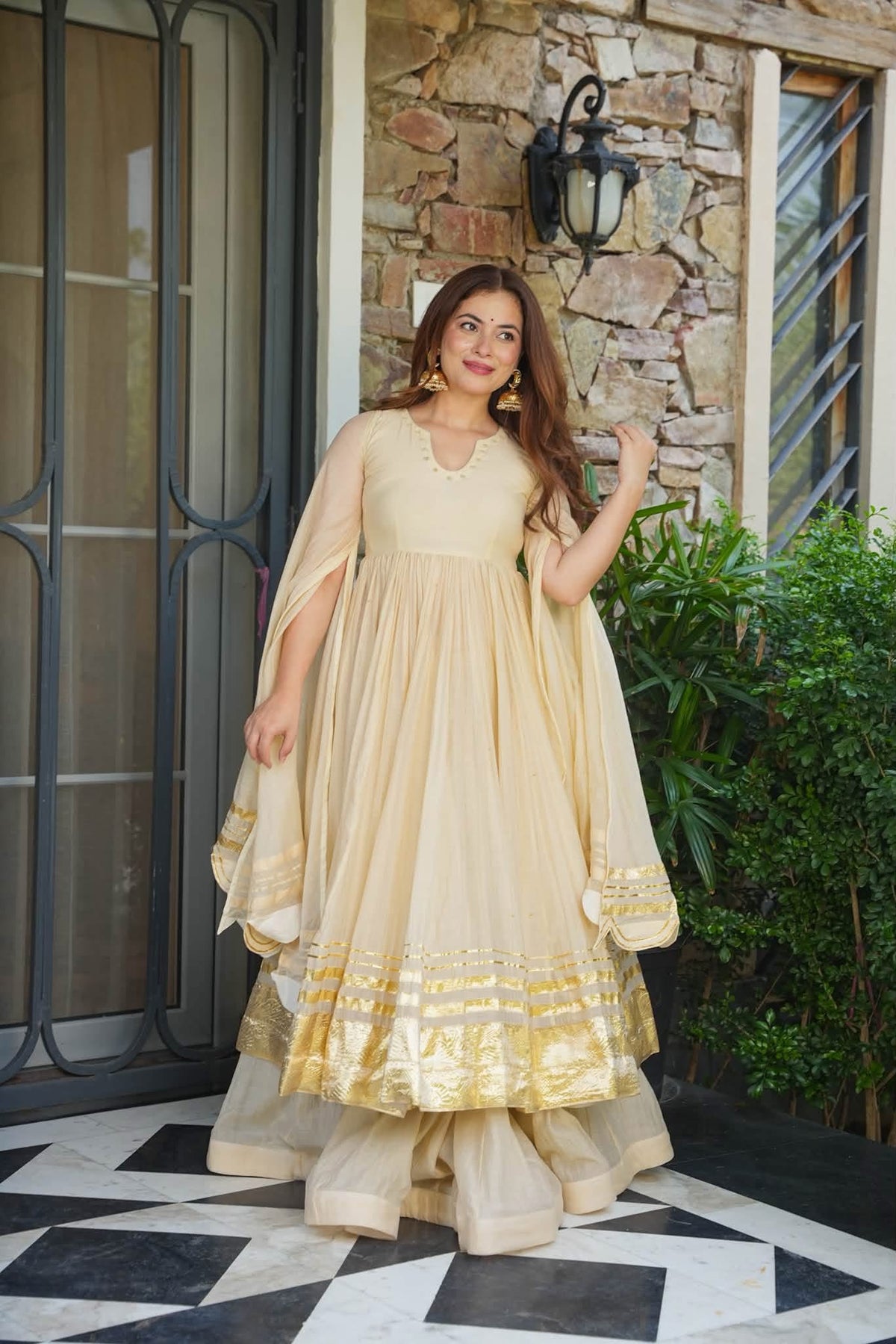 Starling Ivory Anarkali Suit Set