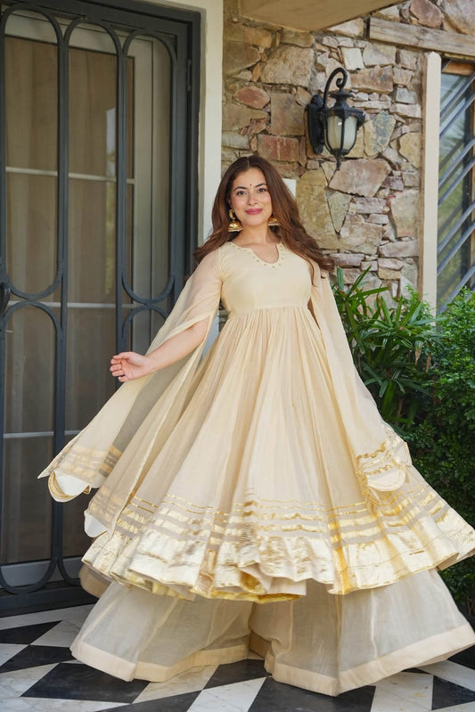 Starling Ivory Anarkali Suit Set