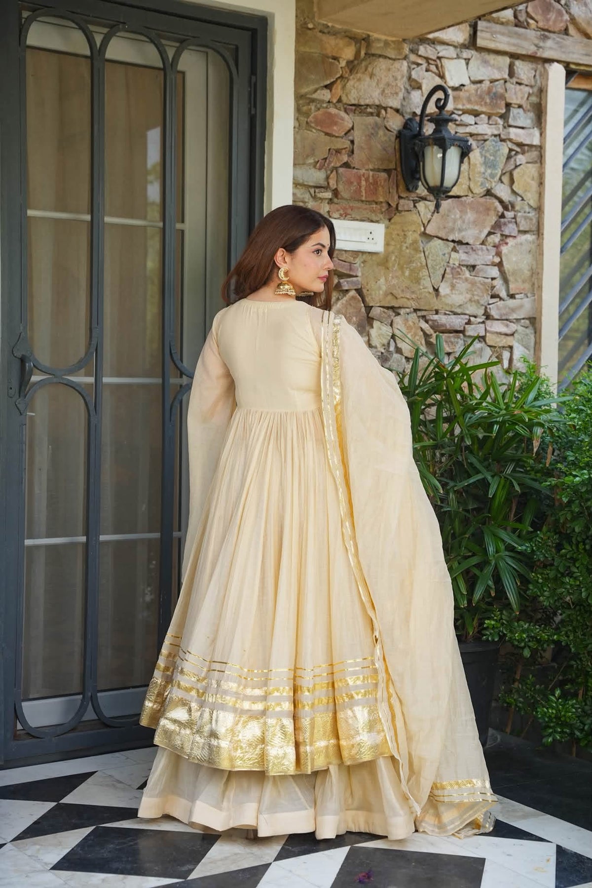 Starling Ivory Anarkali Suit Set