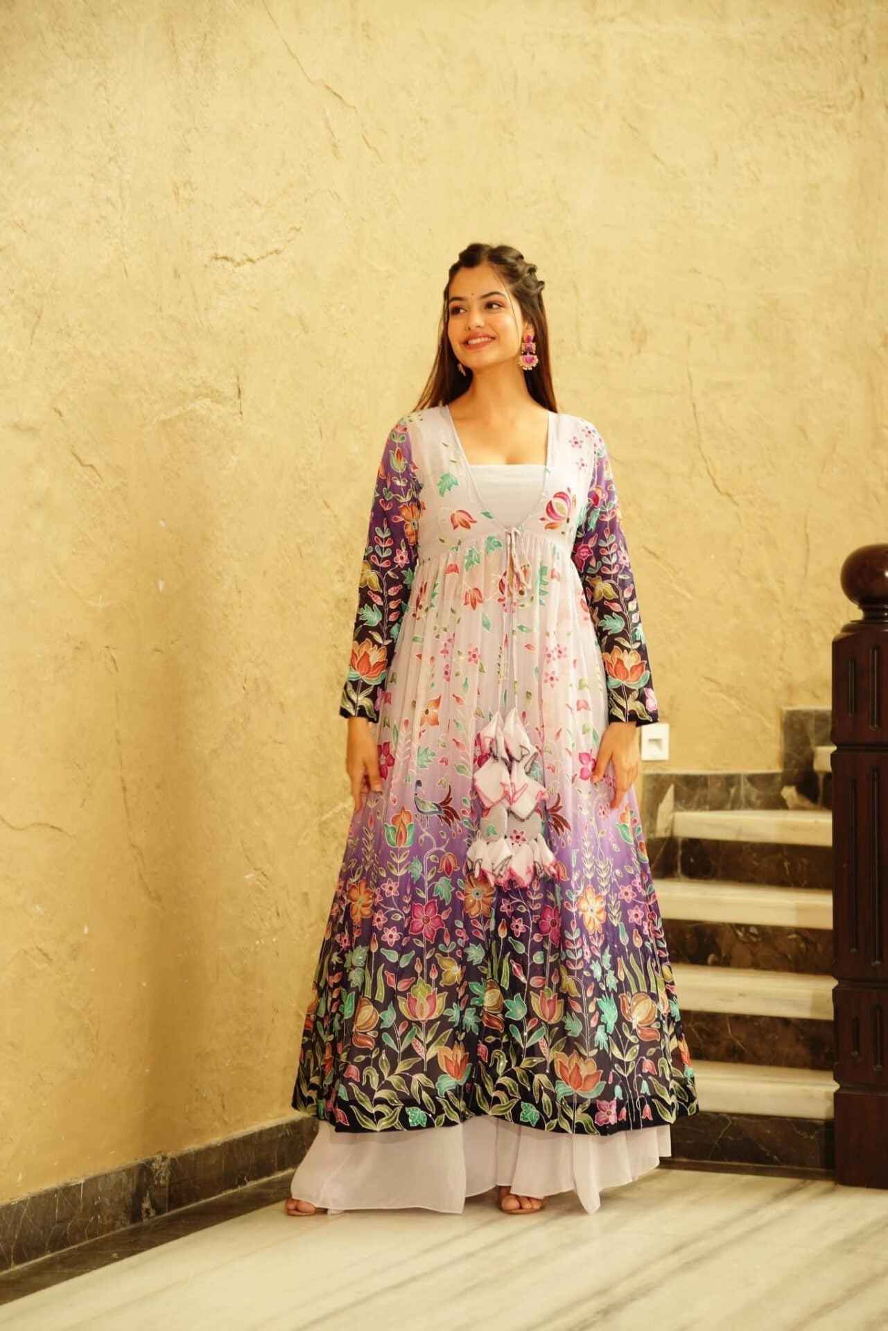 INDIRA CROP-TOP PALAZZO SHRUG SET