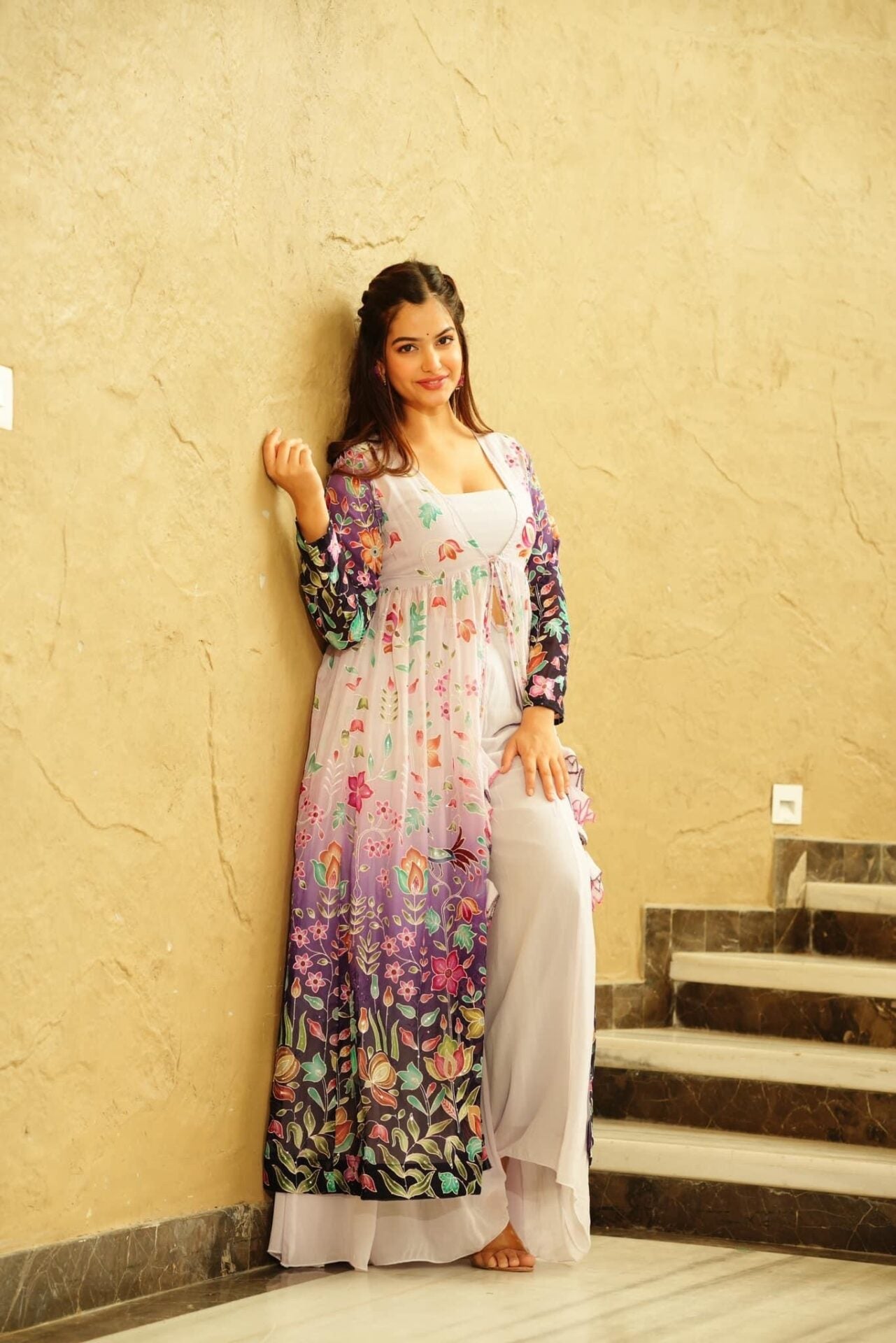 INDIRA CROP-TOP PALAZZO SHRUG SET