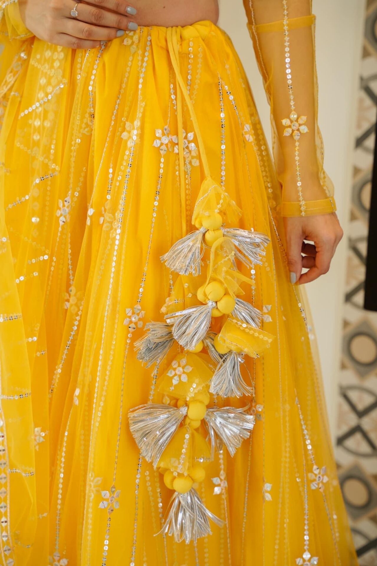 Aisha yellow net lehenga choli set