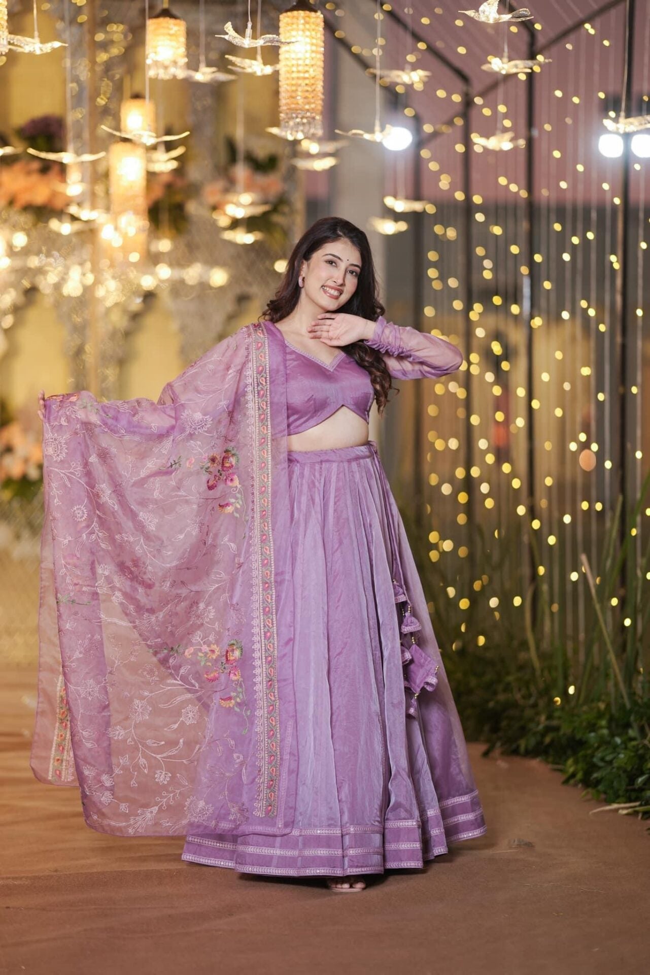 Inara purple organza lehenga set