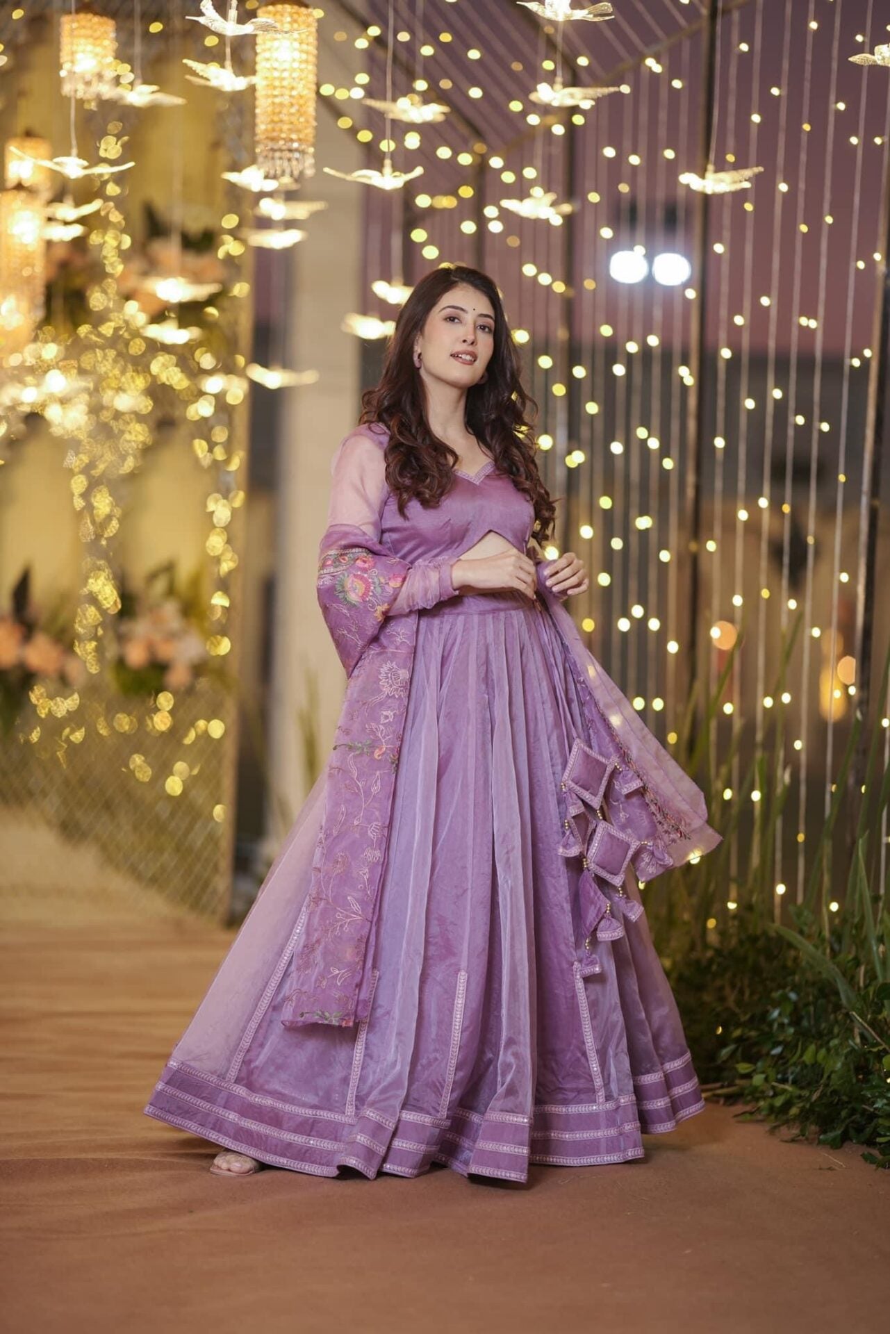 Inara purple organza lehenga set