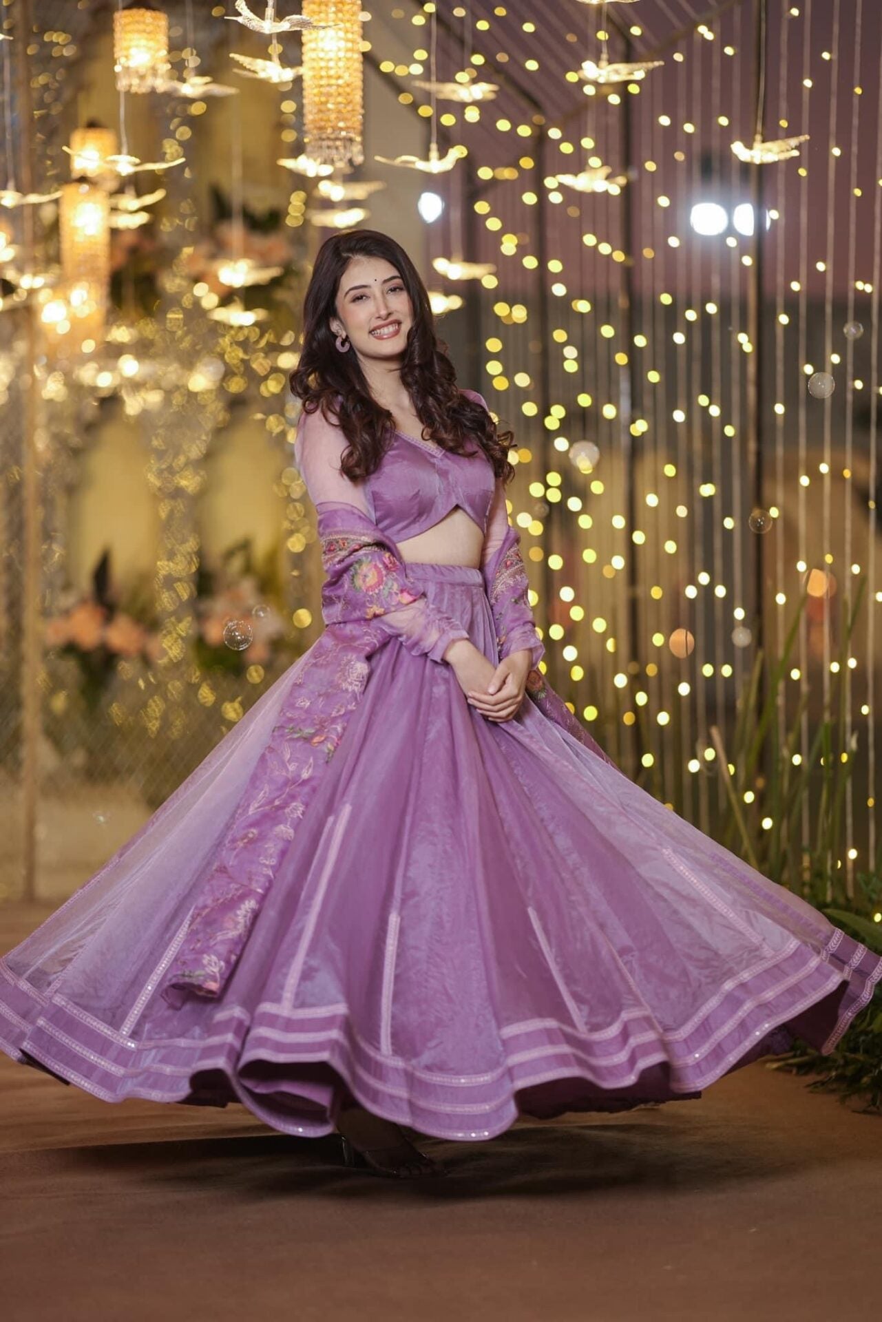 Inara purple organza lehenga set