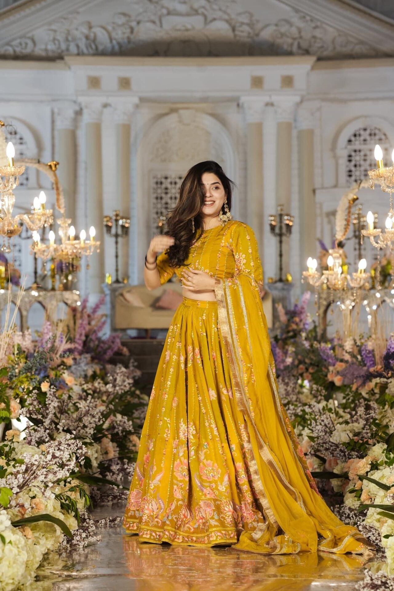 Twila mustard sunshine viscos organza lehenga