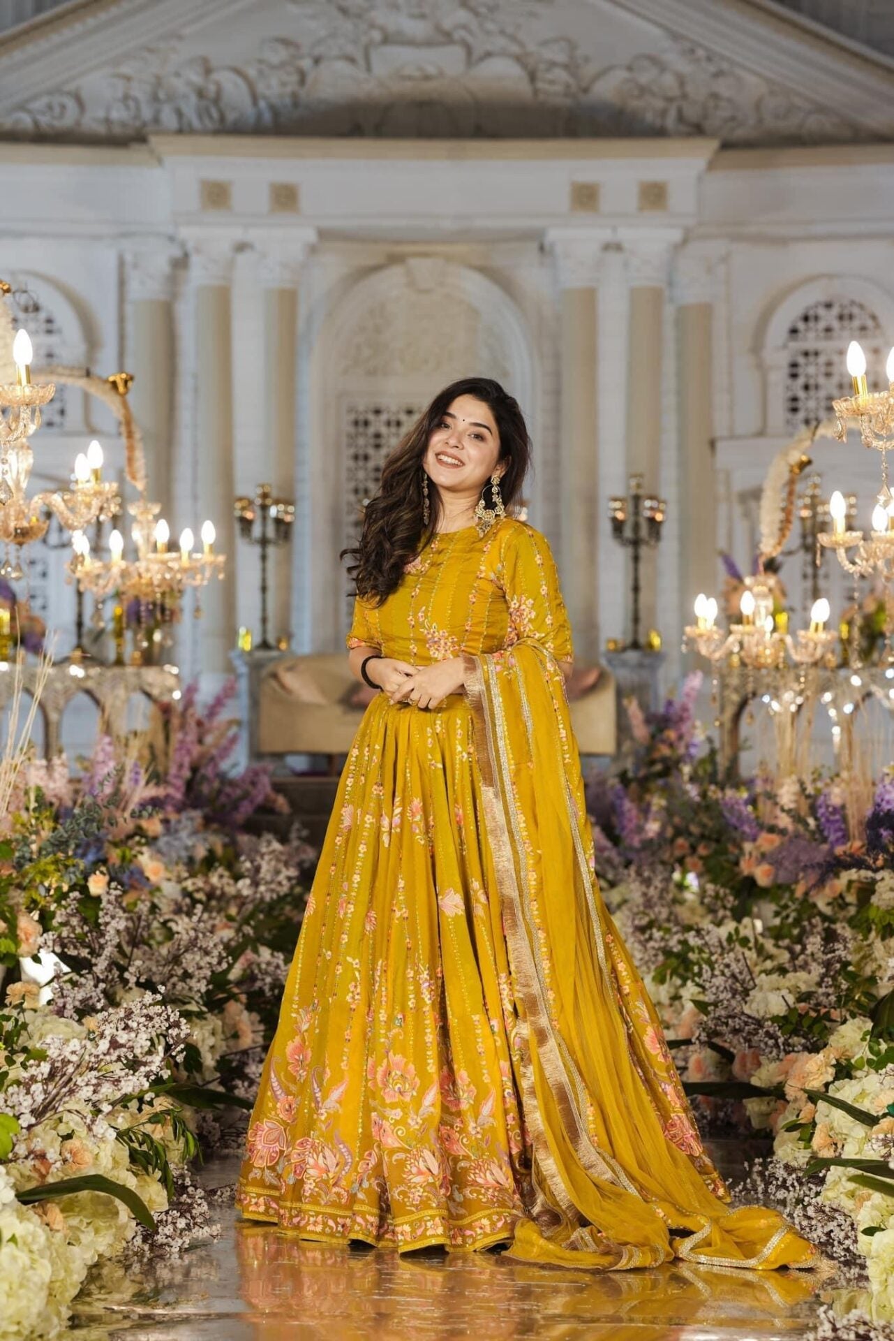 Twila mustard sunshine viscos organza lehenga