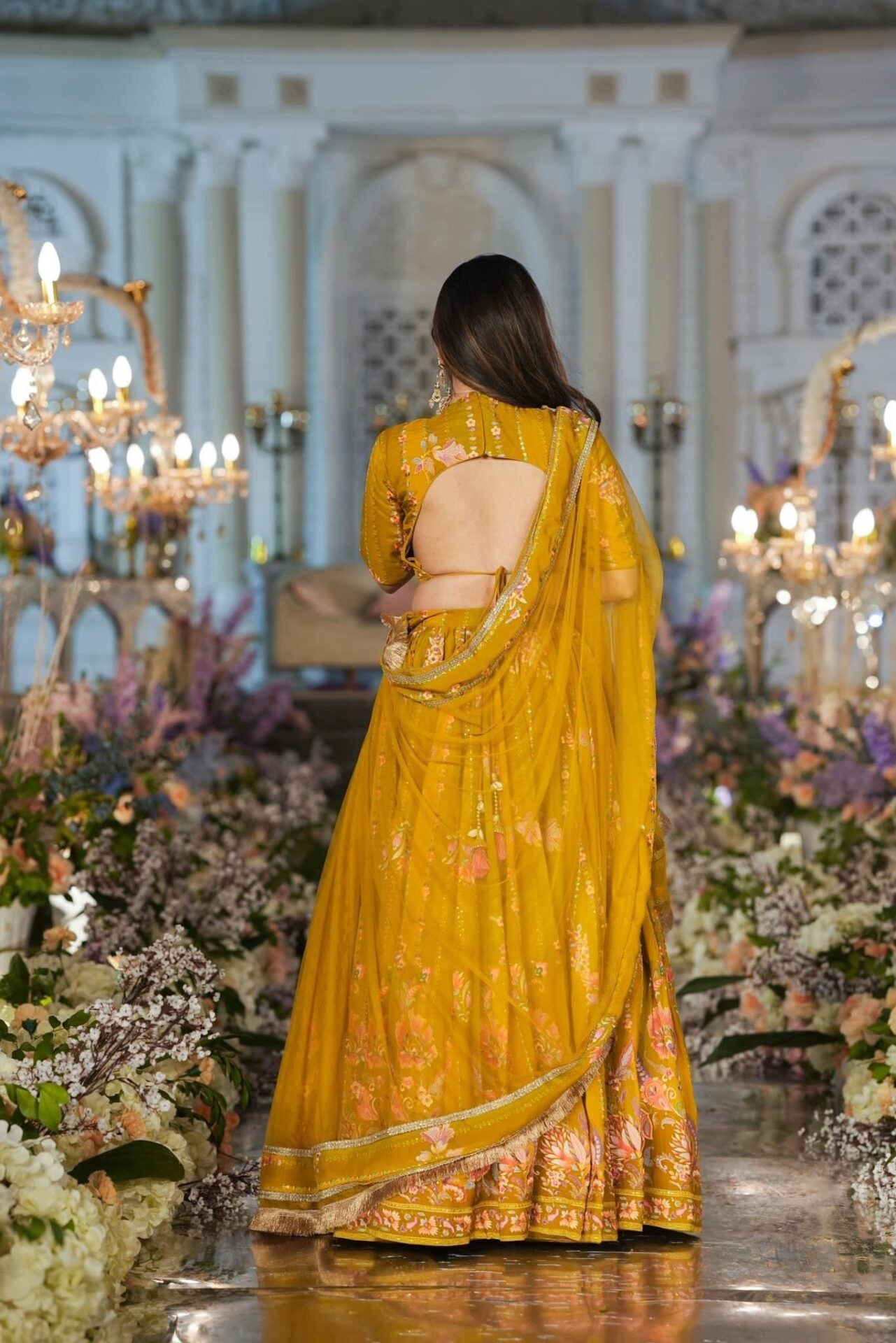 Twila mustard sunshine viscos organza lehenga