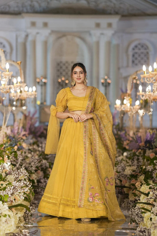 Sianni Yellow ORGANZA LEHENGA SET