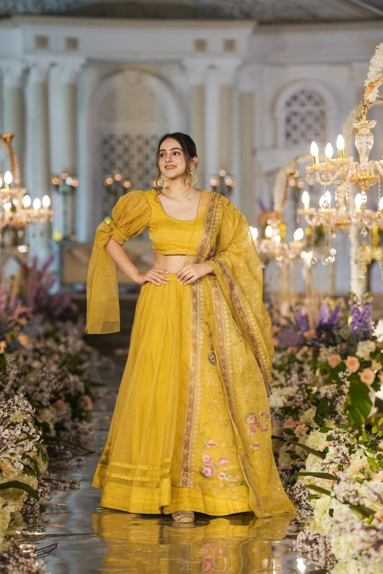 Sianni Yellow ORGANZA LEHENGA SET