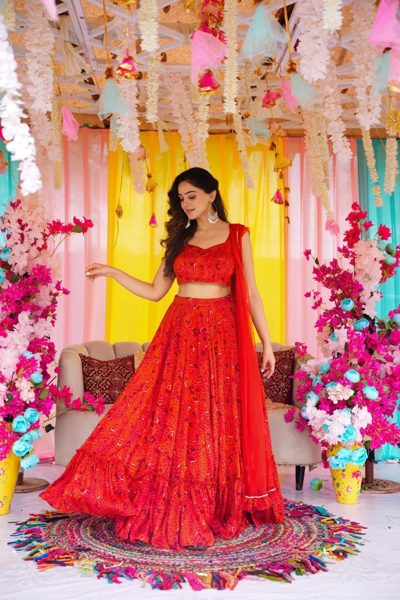 Bandhani grace chinon lehenga set