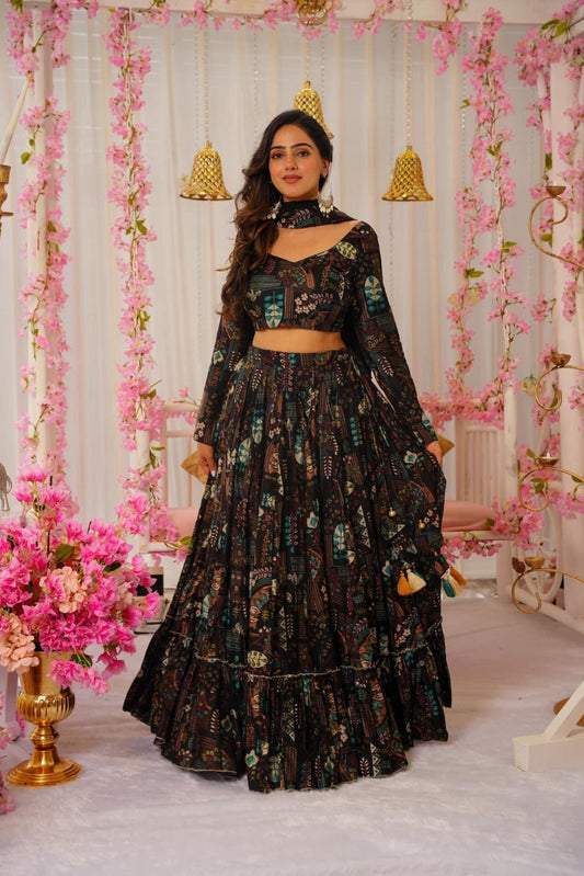 Farisha black lehenga set