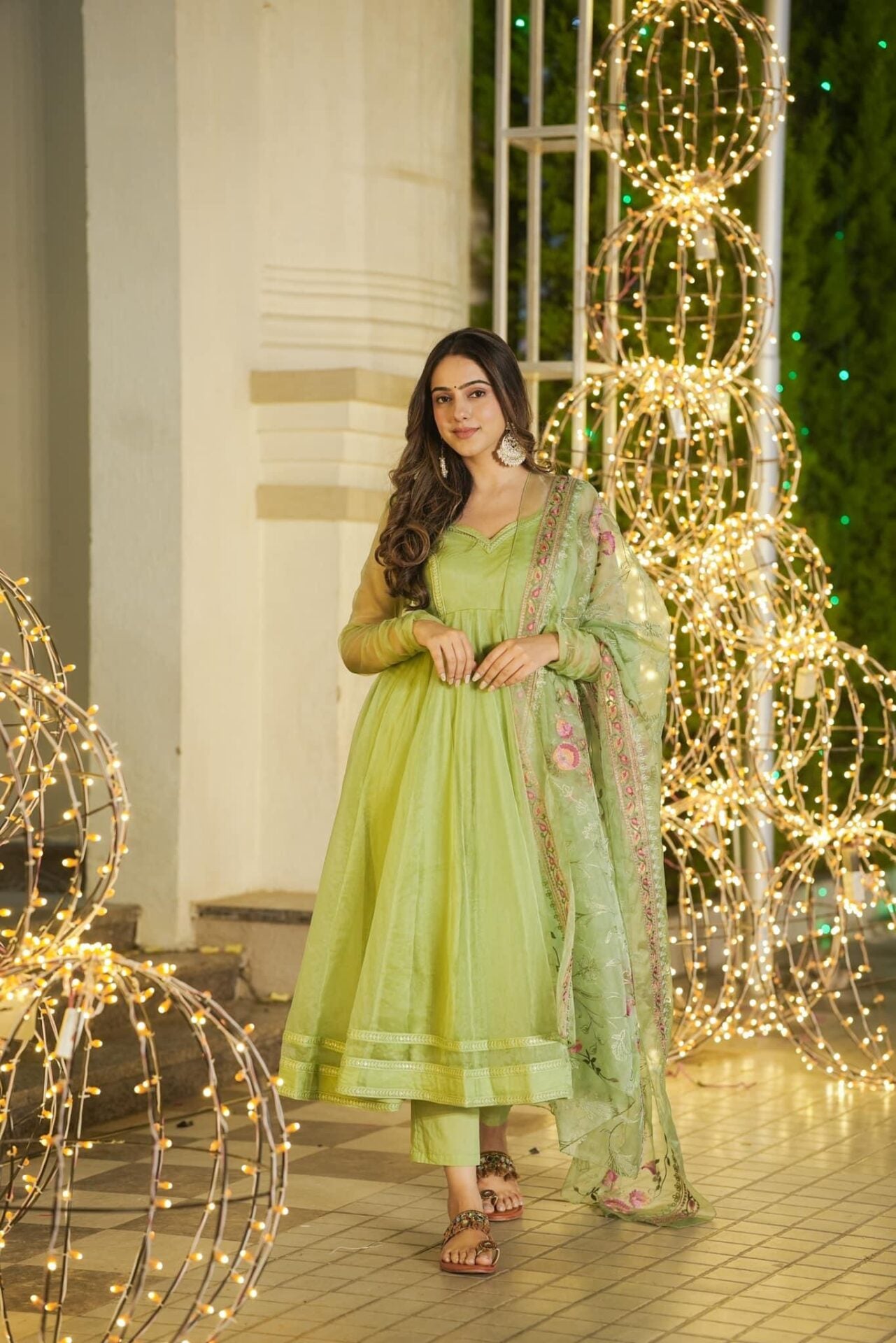 Moriah green organza suit set