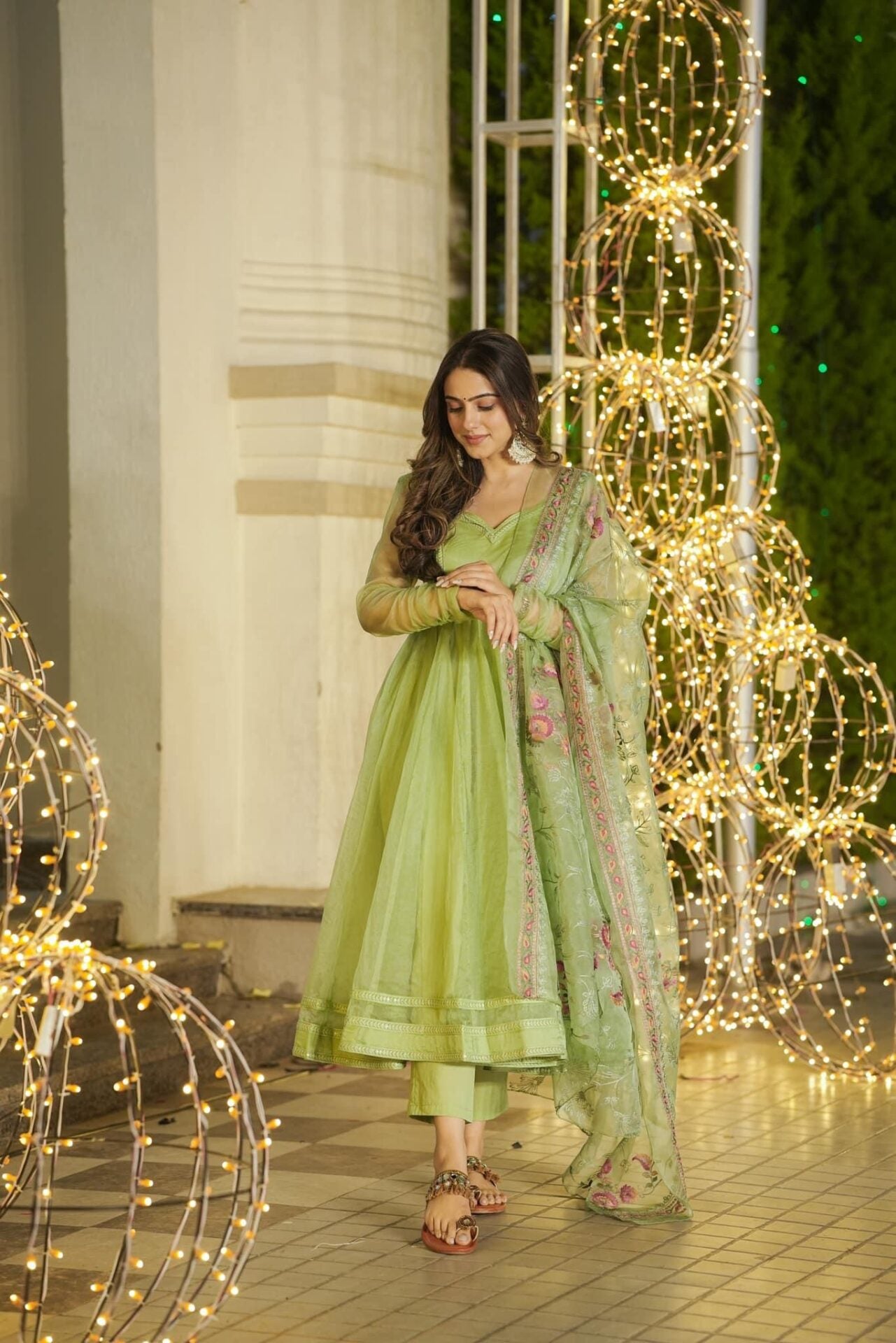 Moriah green organza suit set