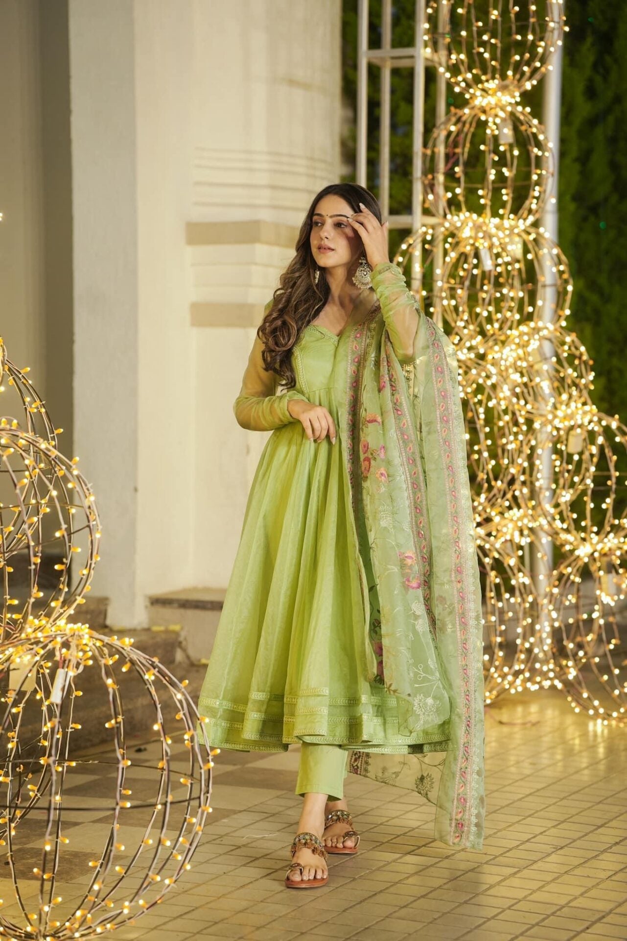 Moriah green organza suit set
