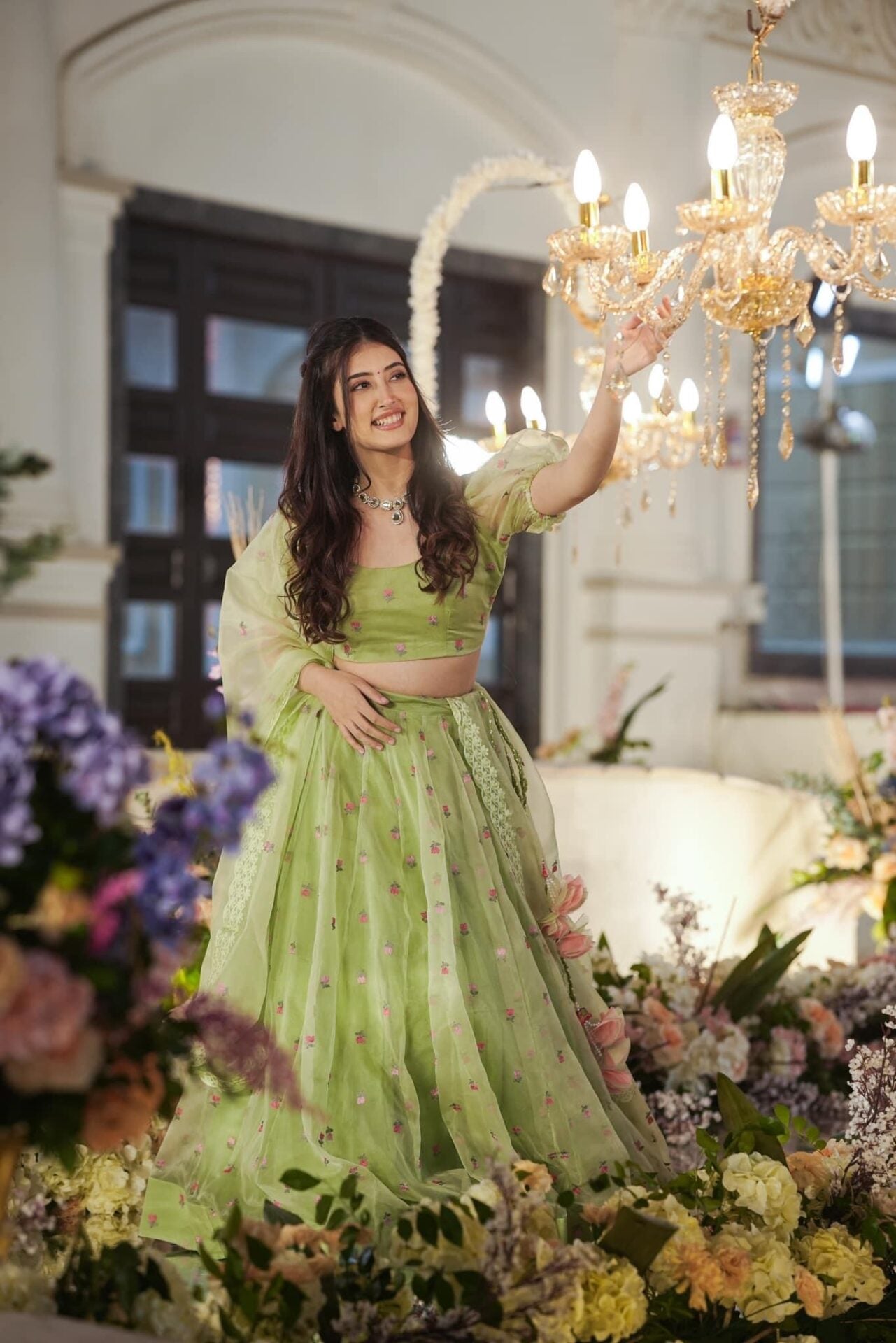 Azael green ORGANZA LEHENGA SET