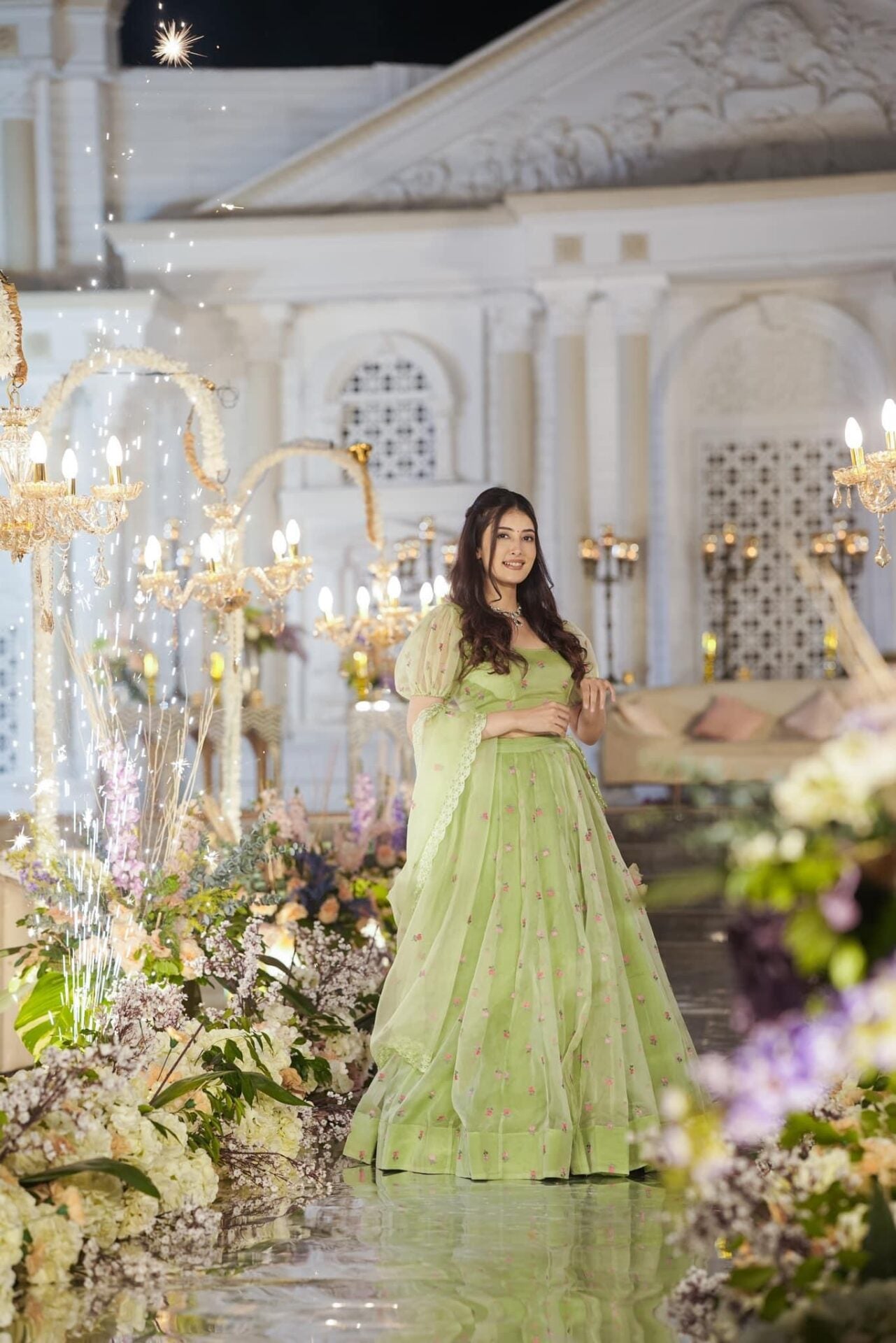 Azael green ORGANZA LEHENGA SET