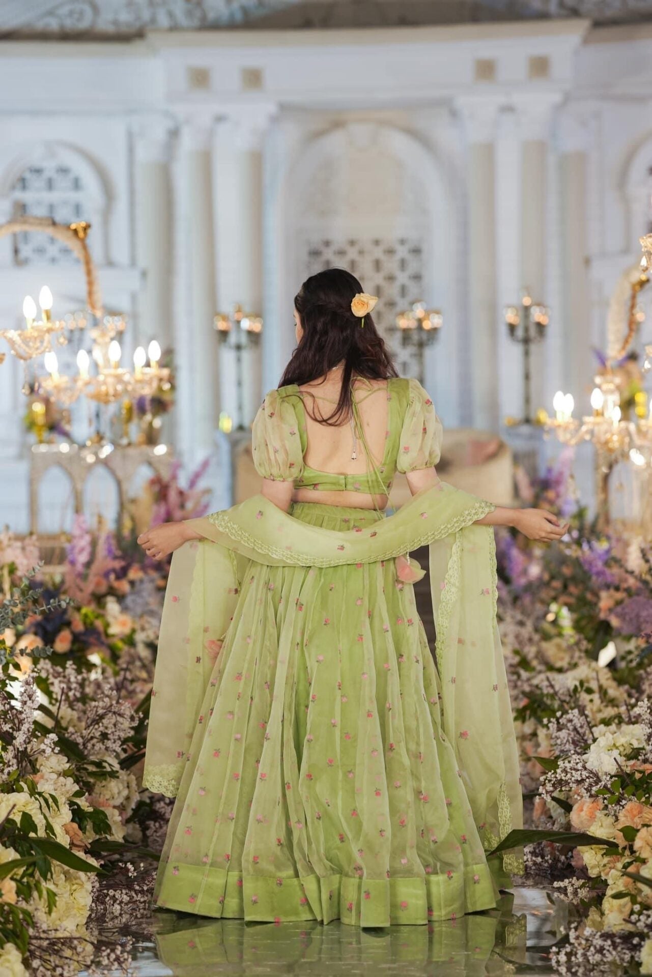 Azael green ORGANZA LEHENGA SET