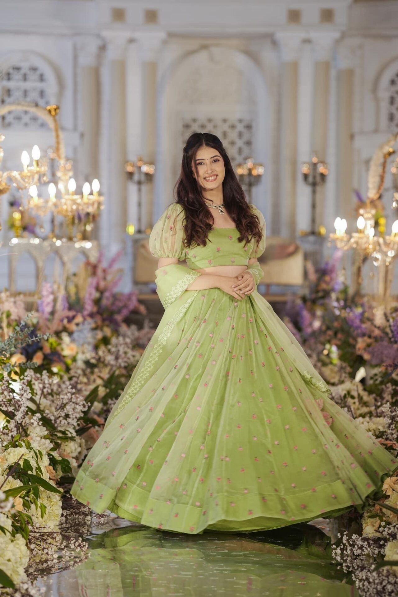 Azael green ORGANZA LEHENGA SET