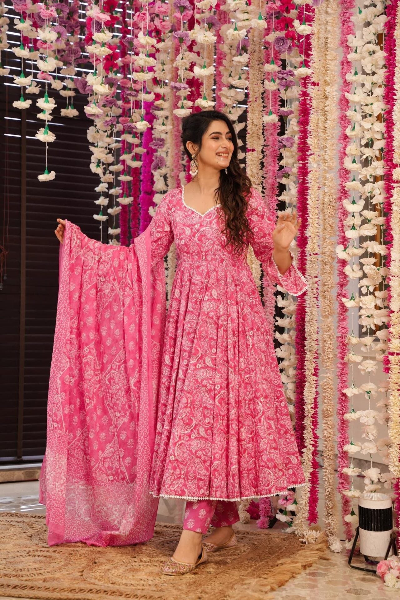 Naira pink cotton suit set