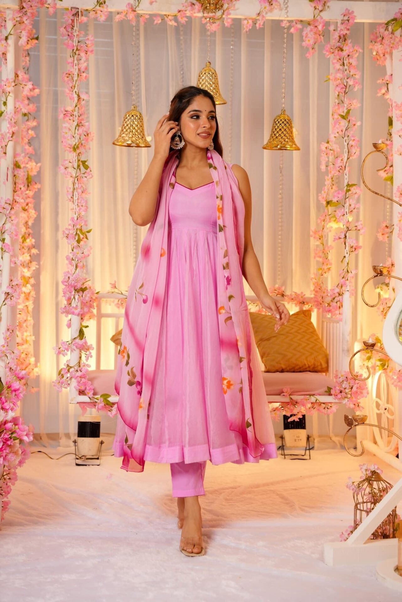 Petal pink organza suit set