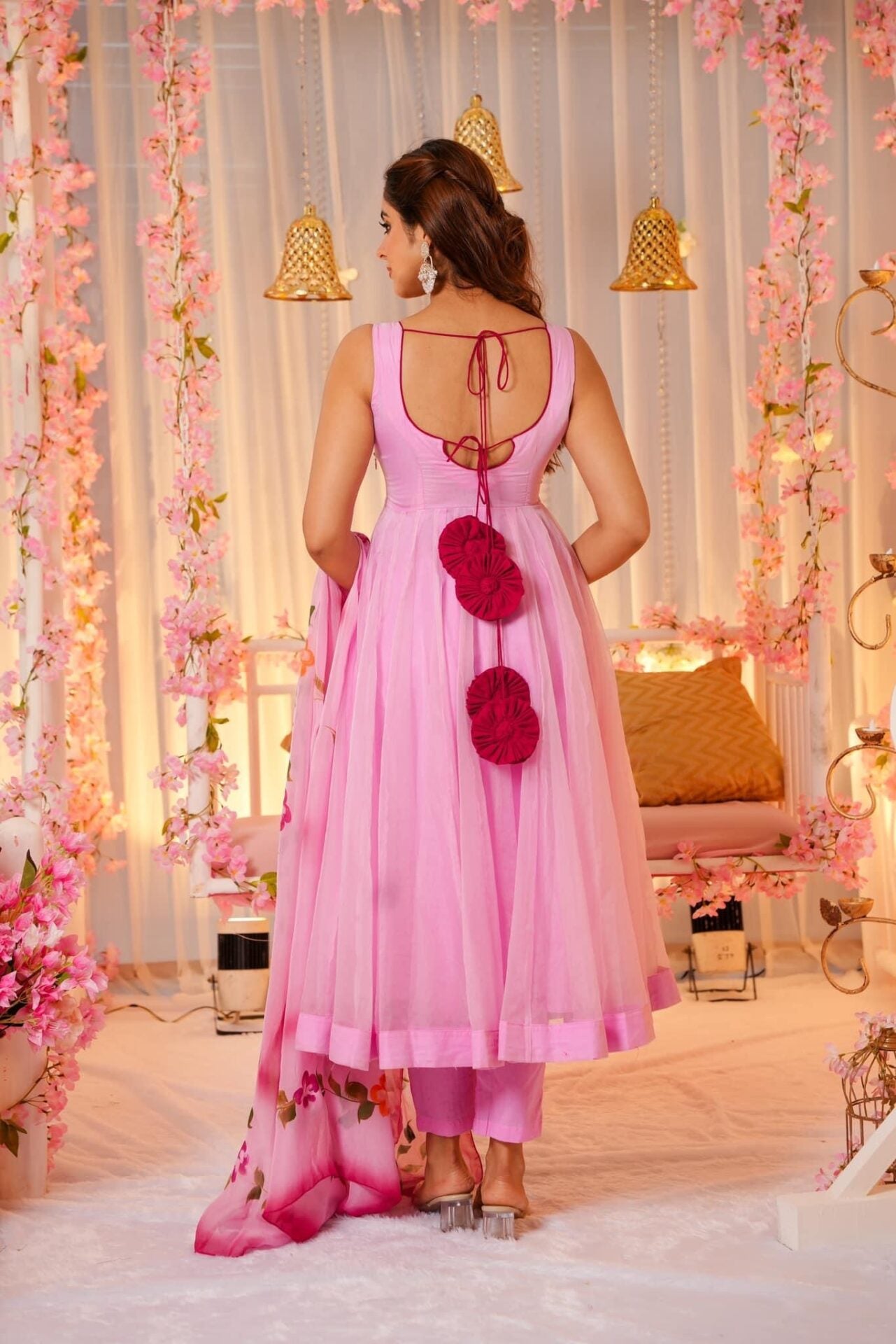 Petal pink organza suit set