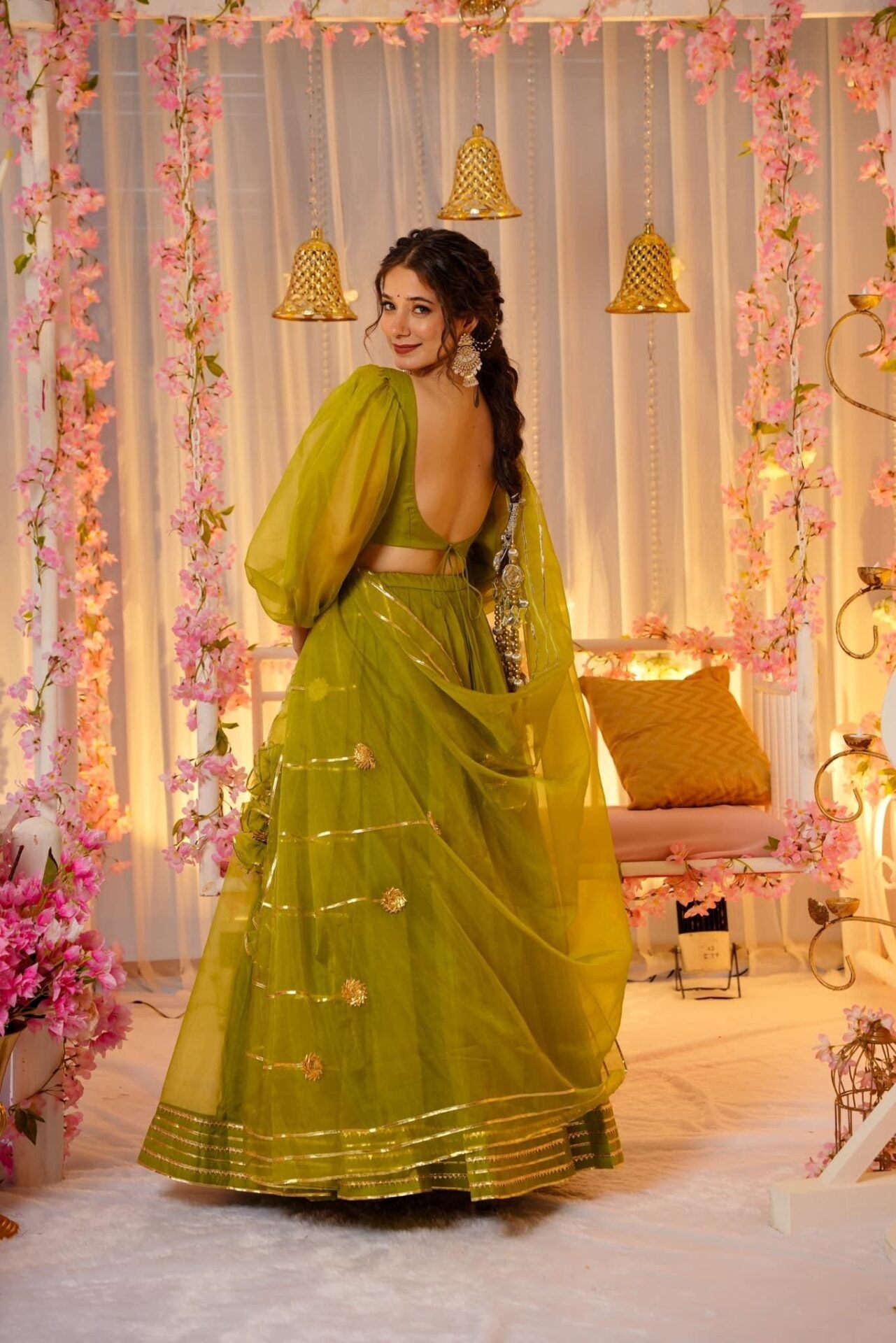 Green amethyst elegance lehenga set