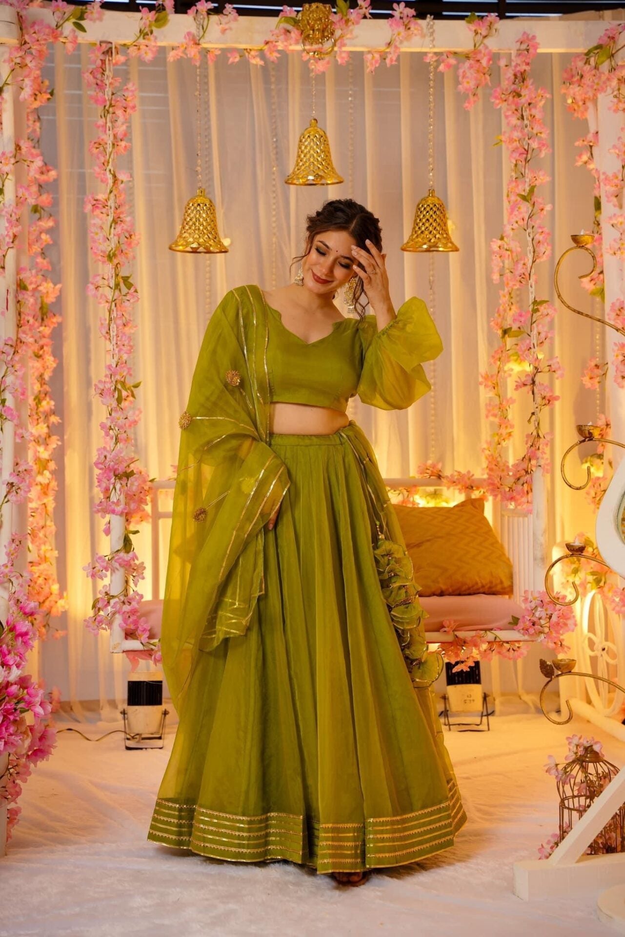 Green amethyst elegance lehenga set