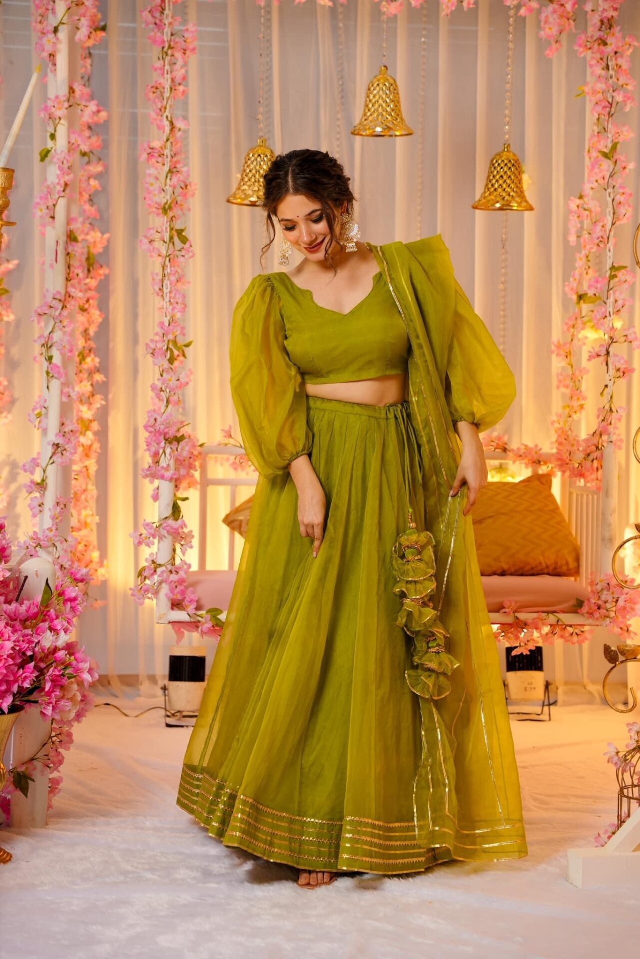 Green amethyst elegance lehenga set