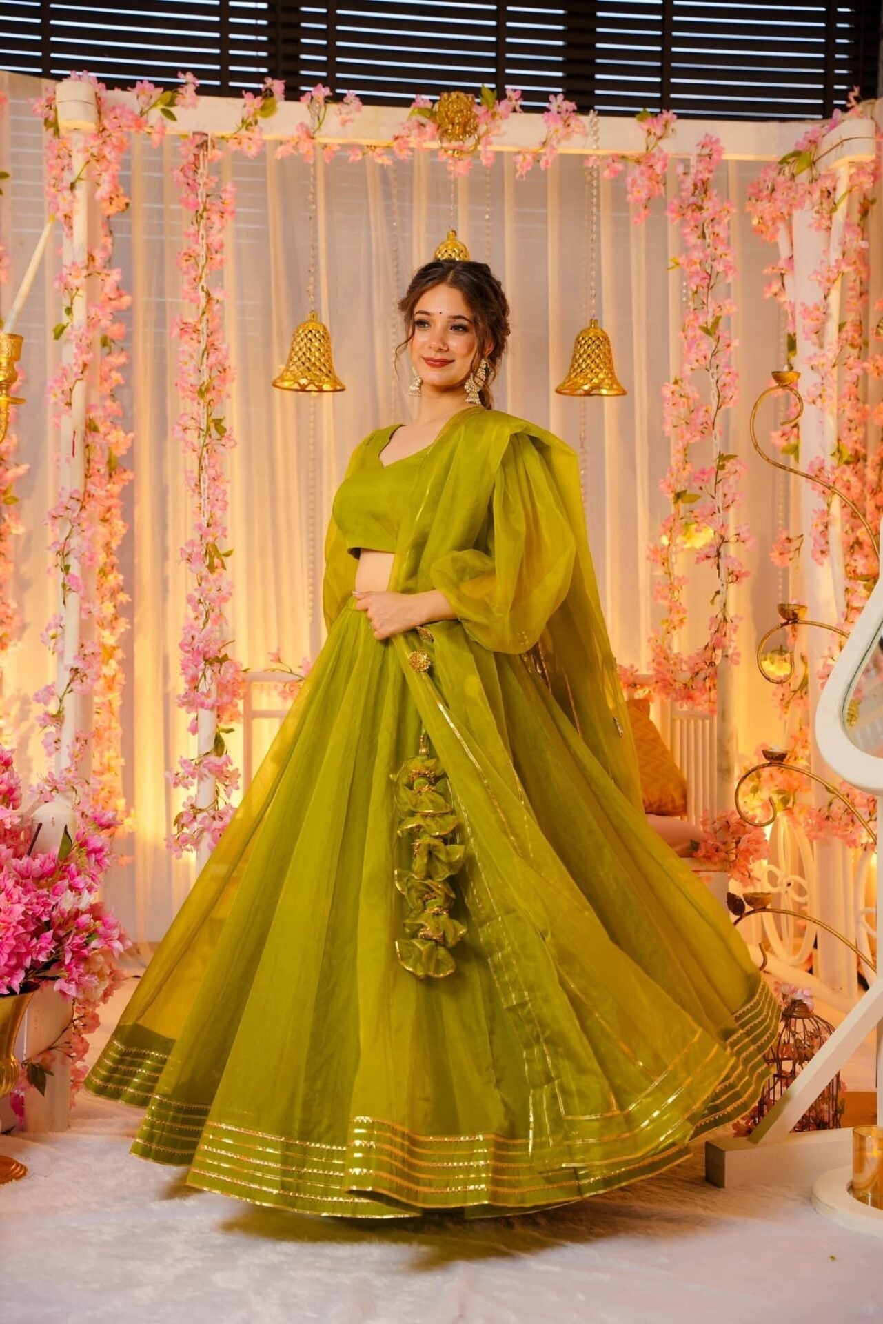 Green amethyst elegance lehenga set