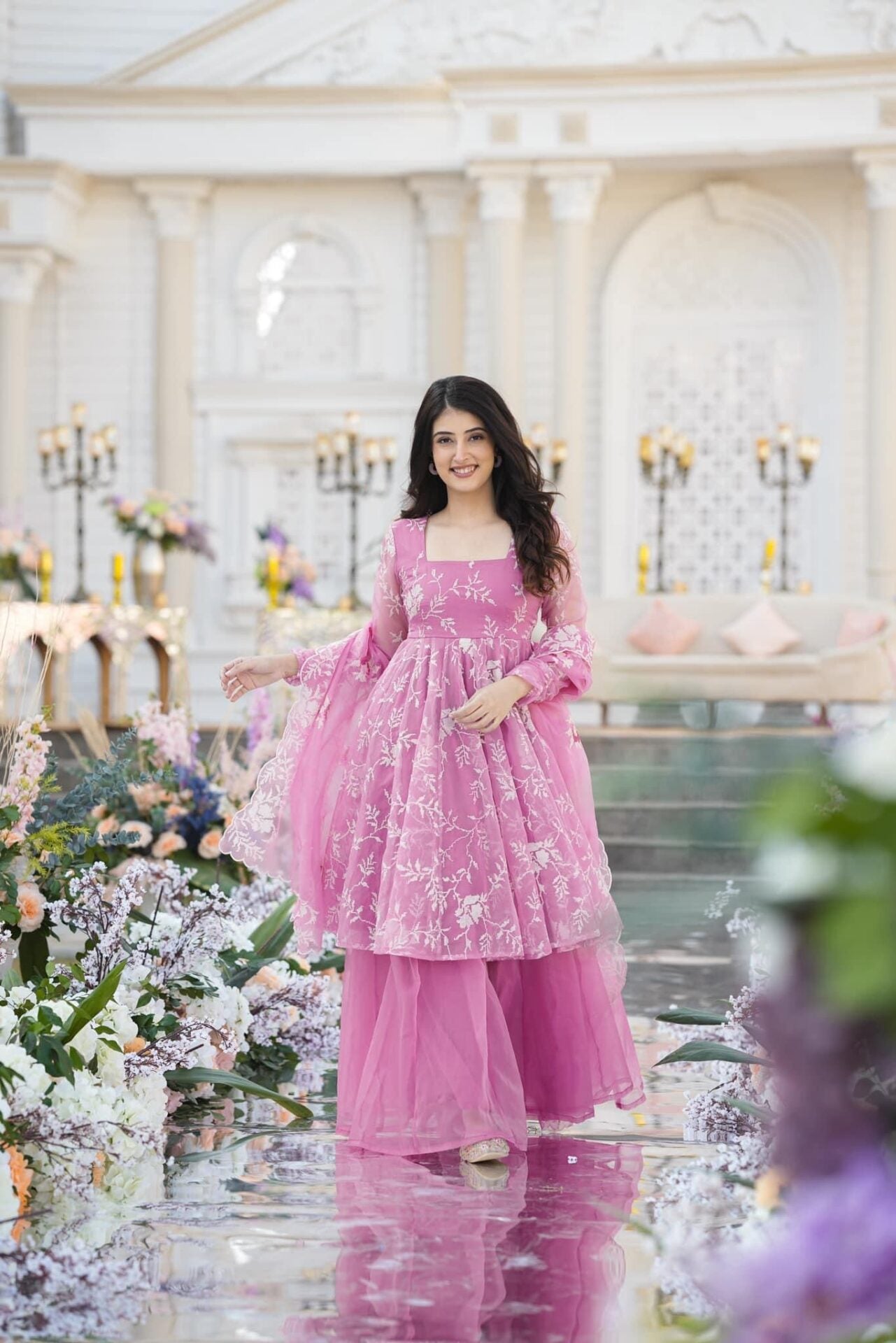 Parvati pink organza palazzo set