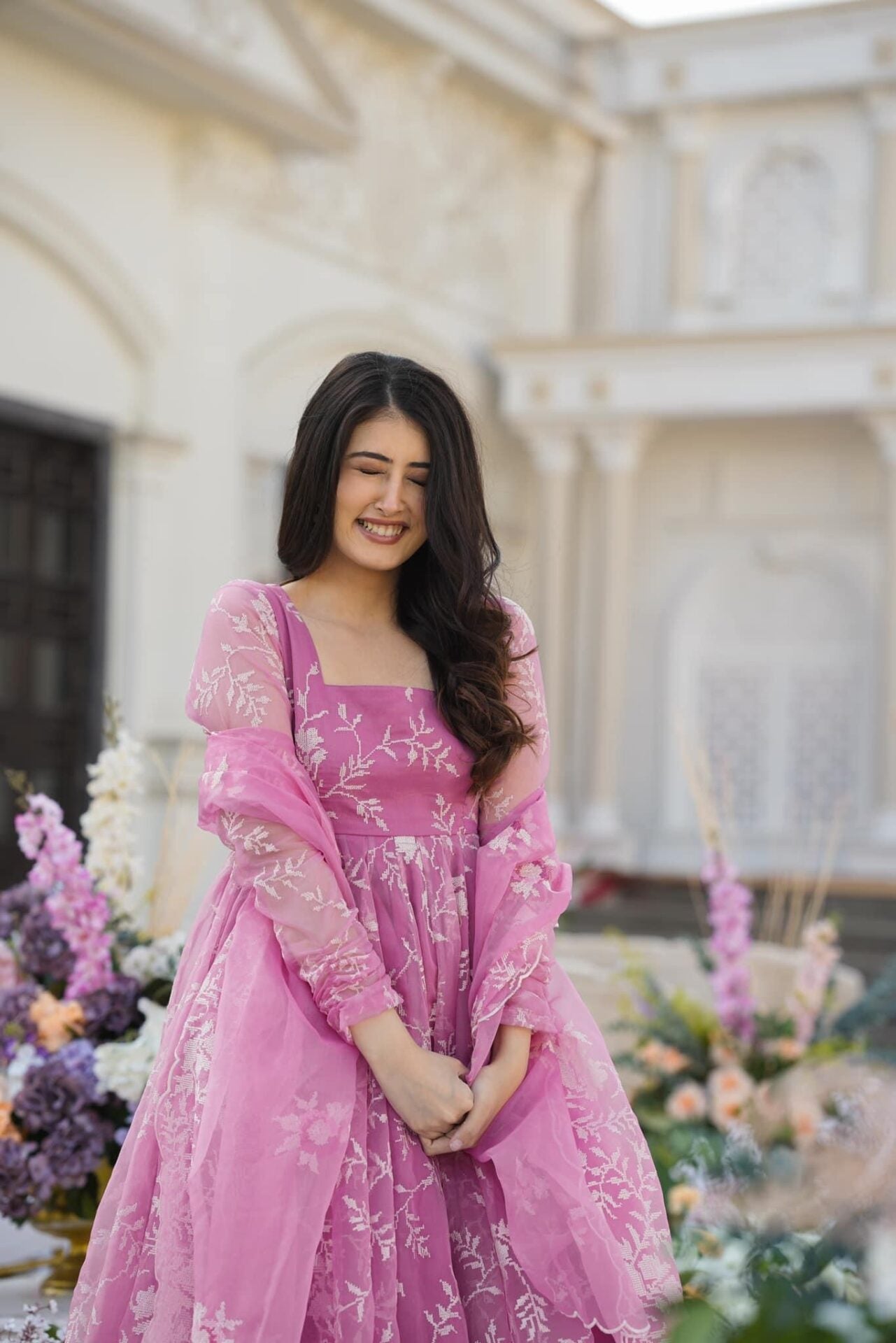 Parvati pink organza palazzo set