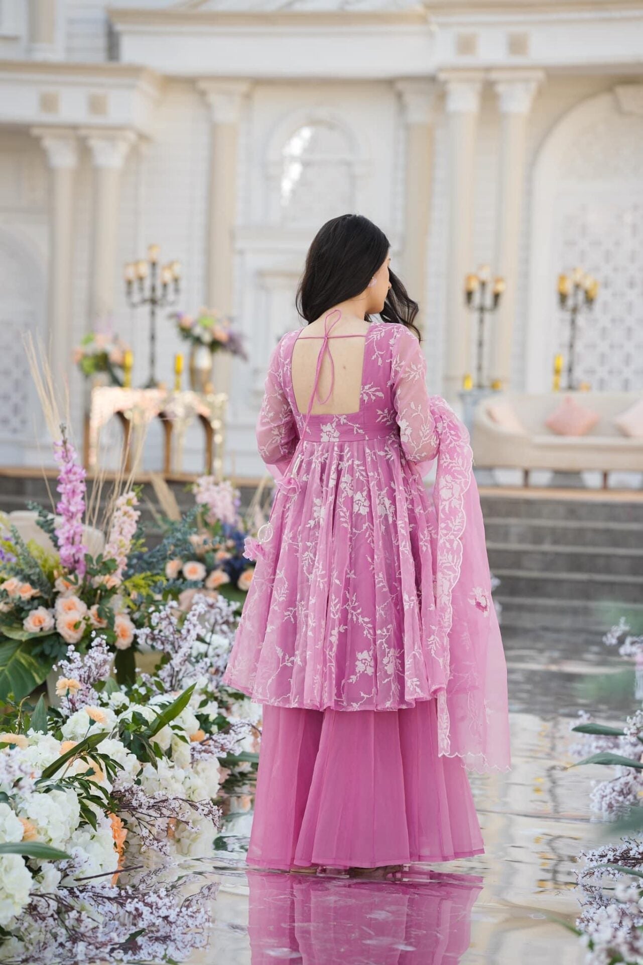 Parvati pink organza palazzo set
