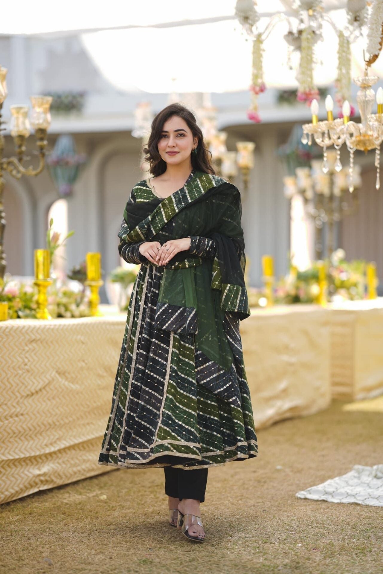 Sitara green rayon suit set