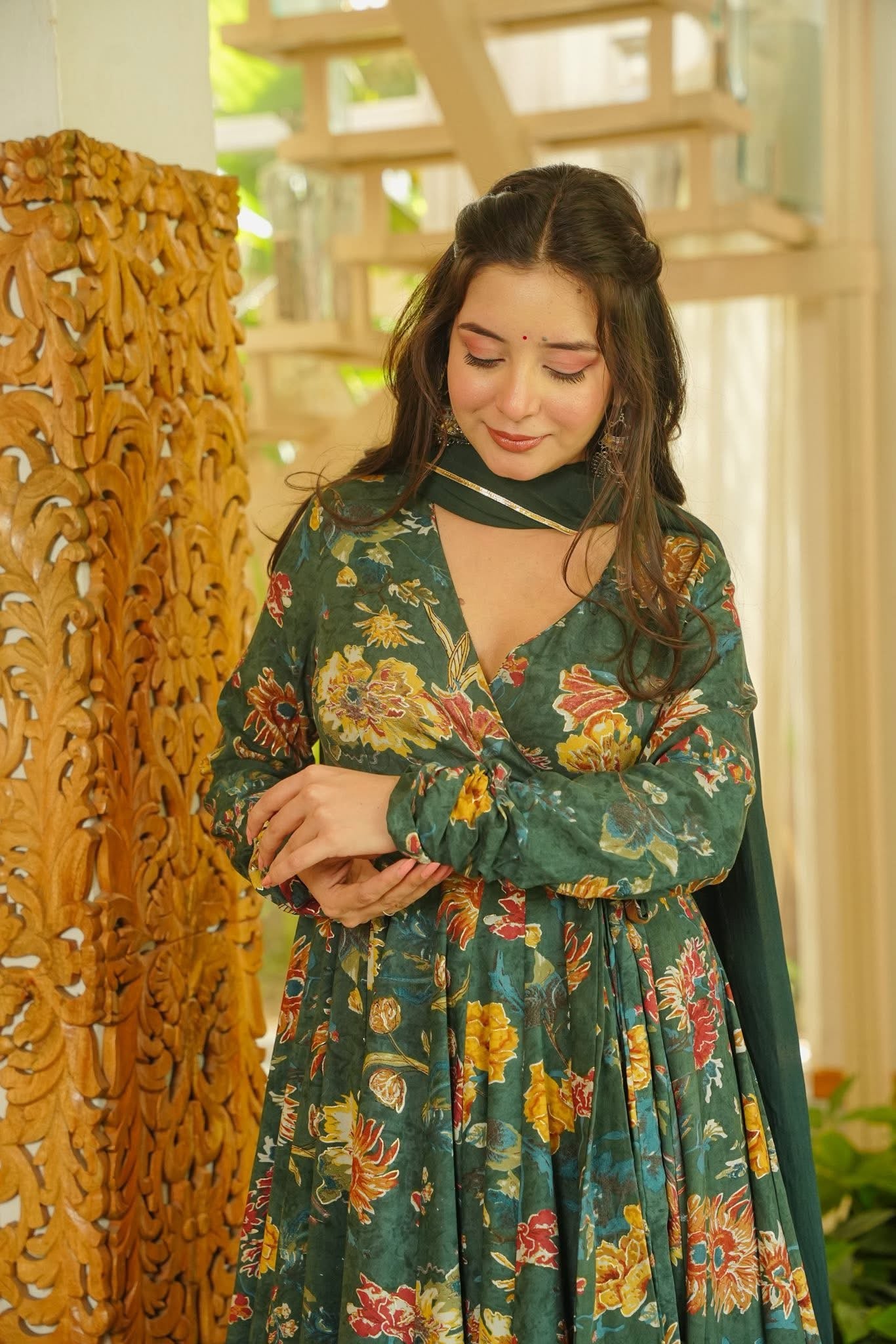 Areeza Floral Angrakha Anarkali Suit Set