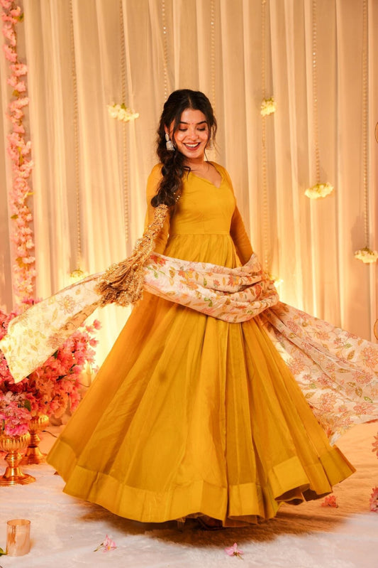 Mustard Hues Organza maxi set