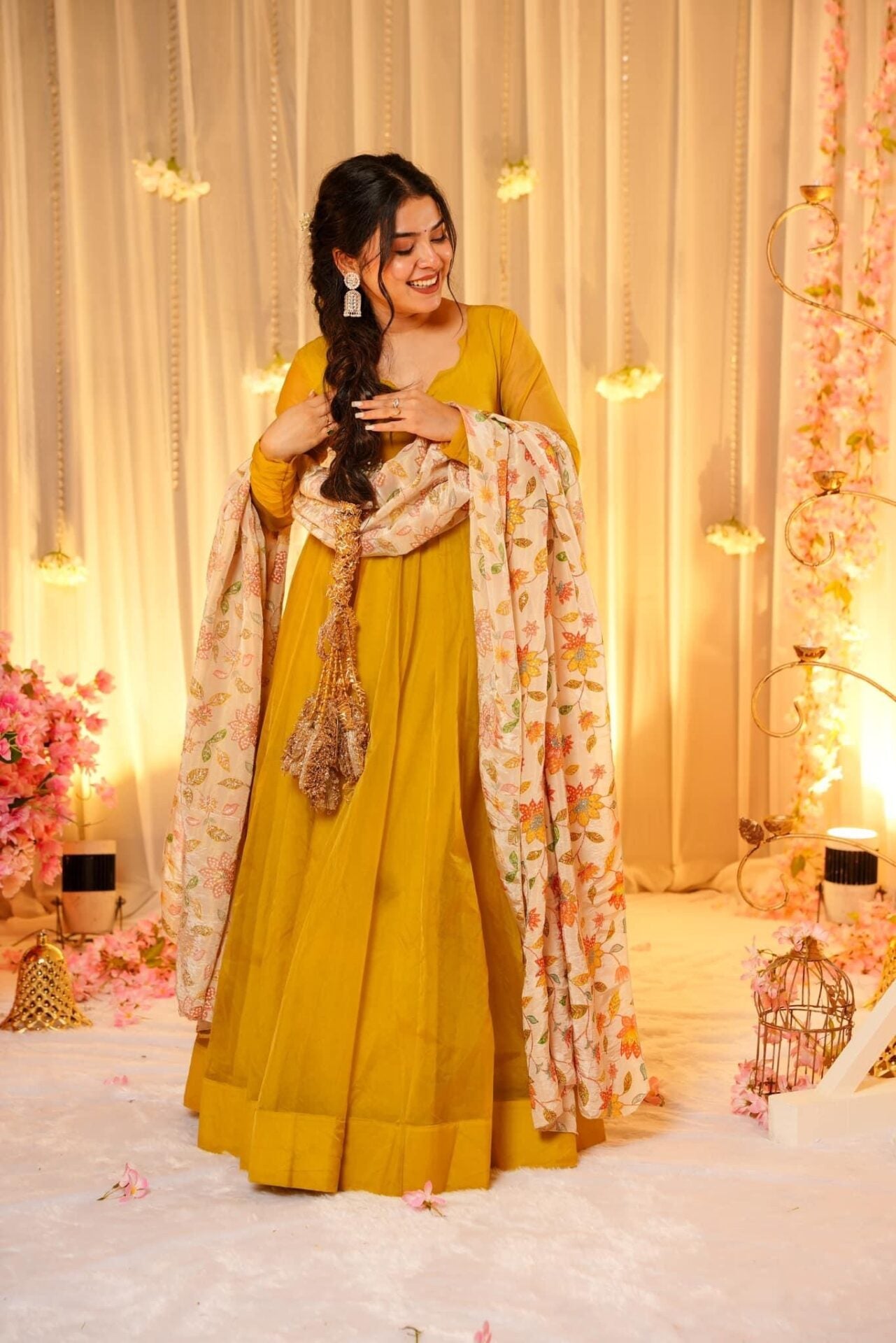 Mustard Hues Organza maxi set