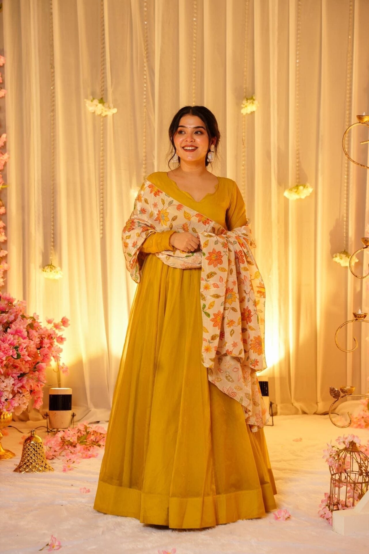 Mustard Hues Organza maxi set