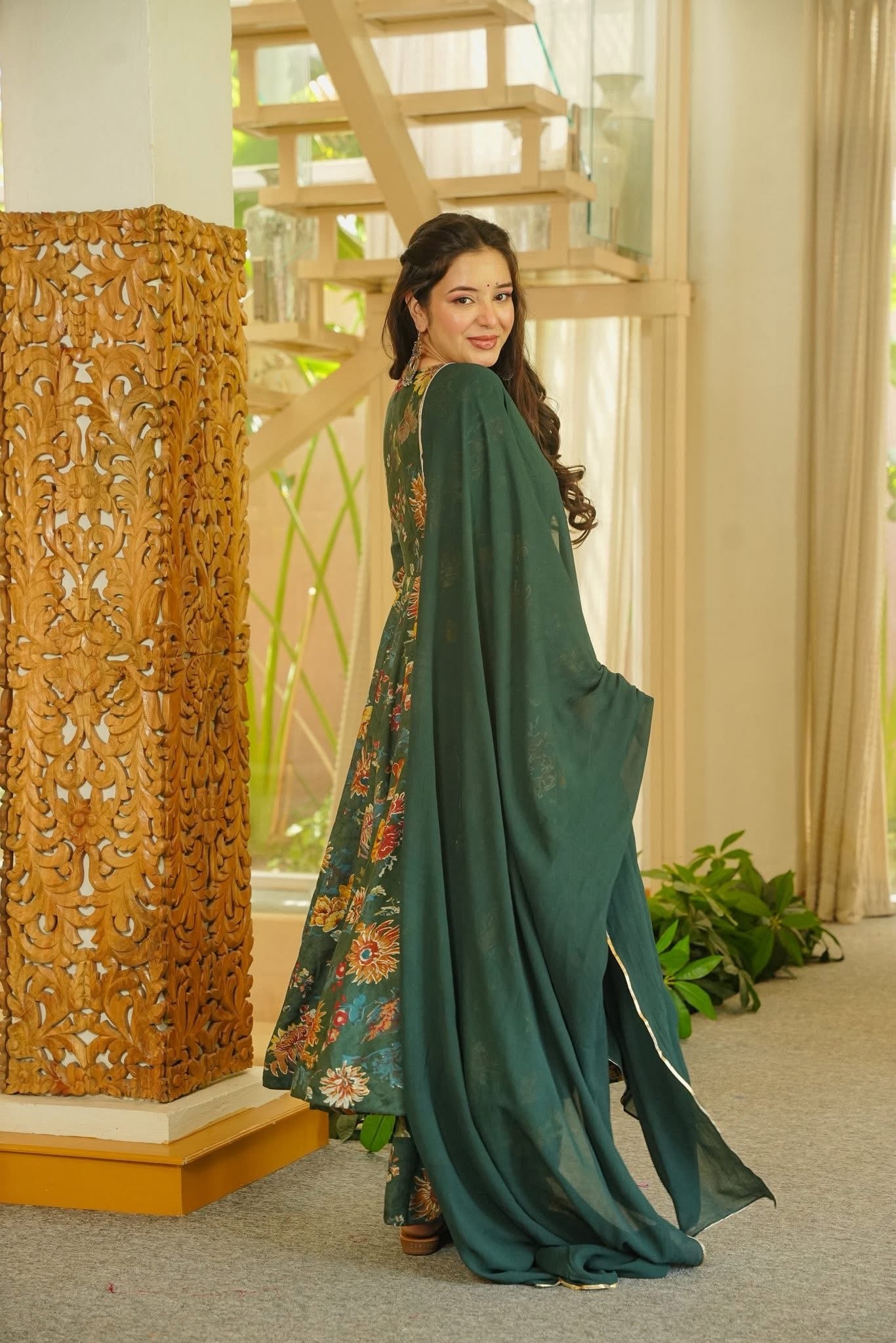 Areeza Floral Angrakha Anarkali Suit Set