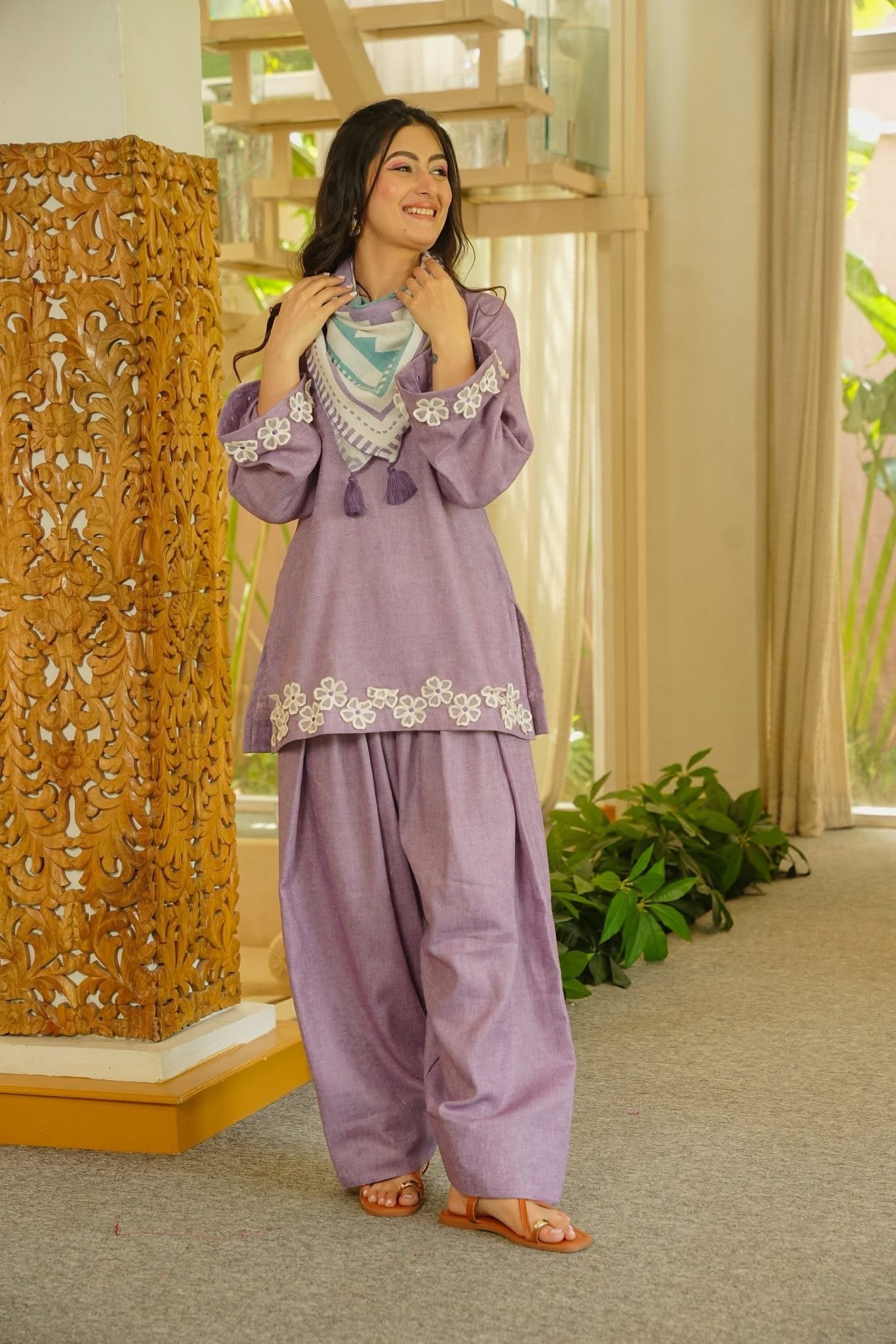 Daania Lavender Cotton Farshi Salwar Set