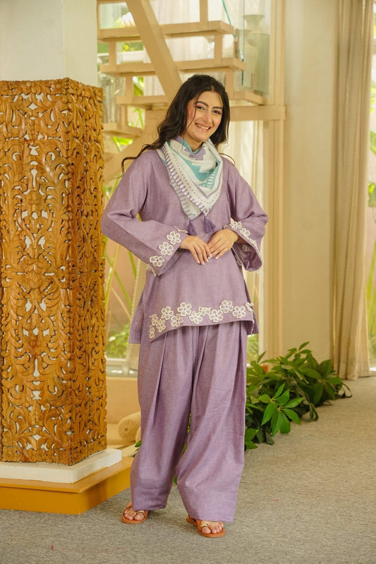 Daania Lavender Cotton Farshi Salwar Set