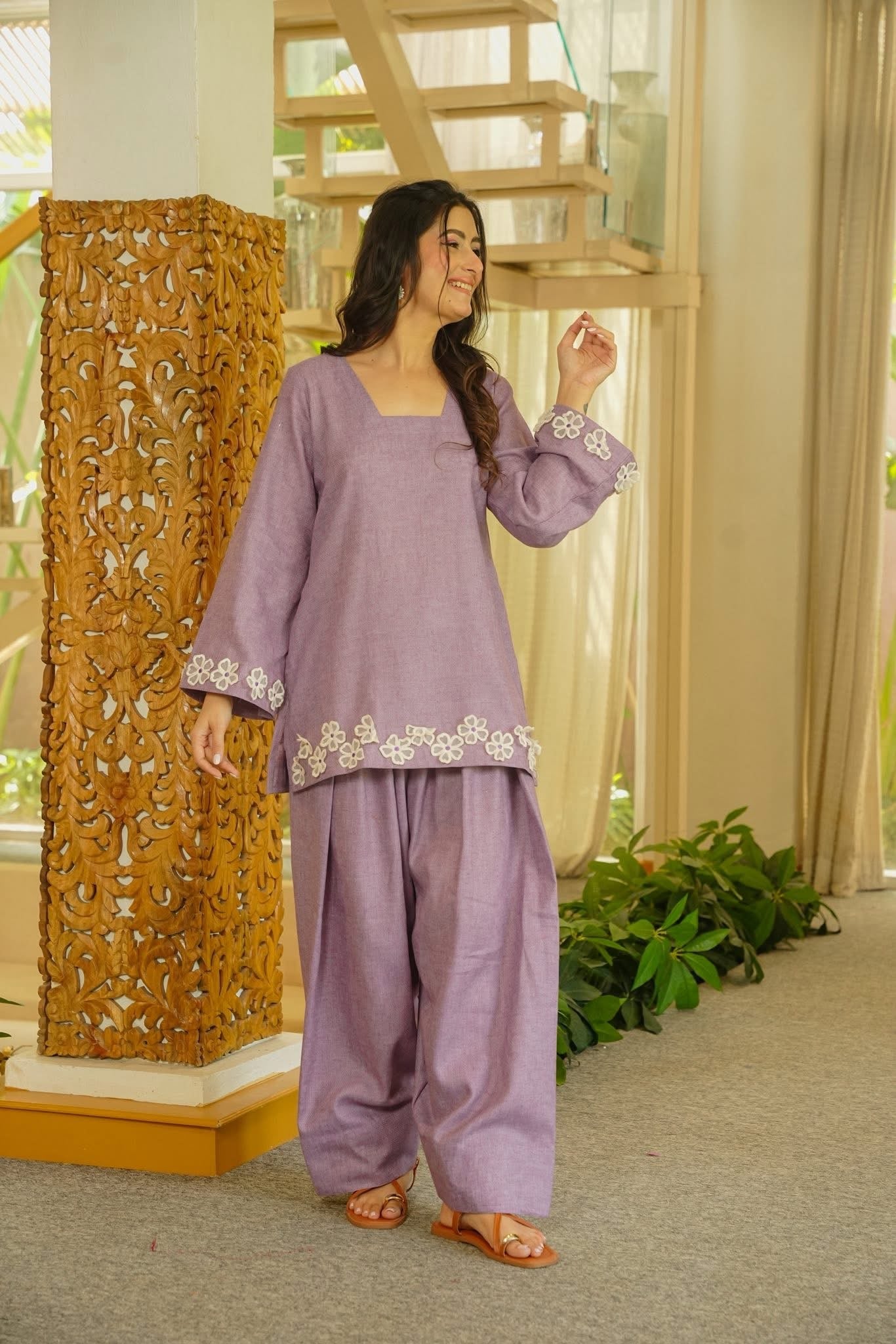 Daania Lavender Cotton Farshi Salwar Set