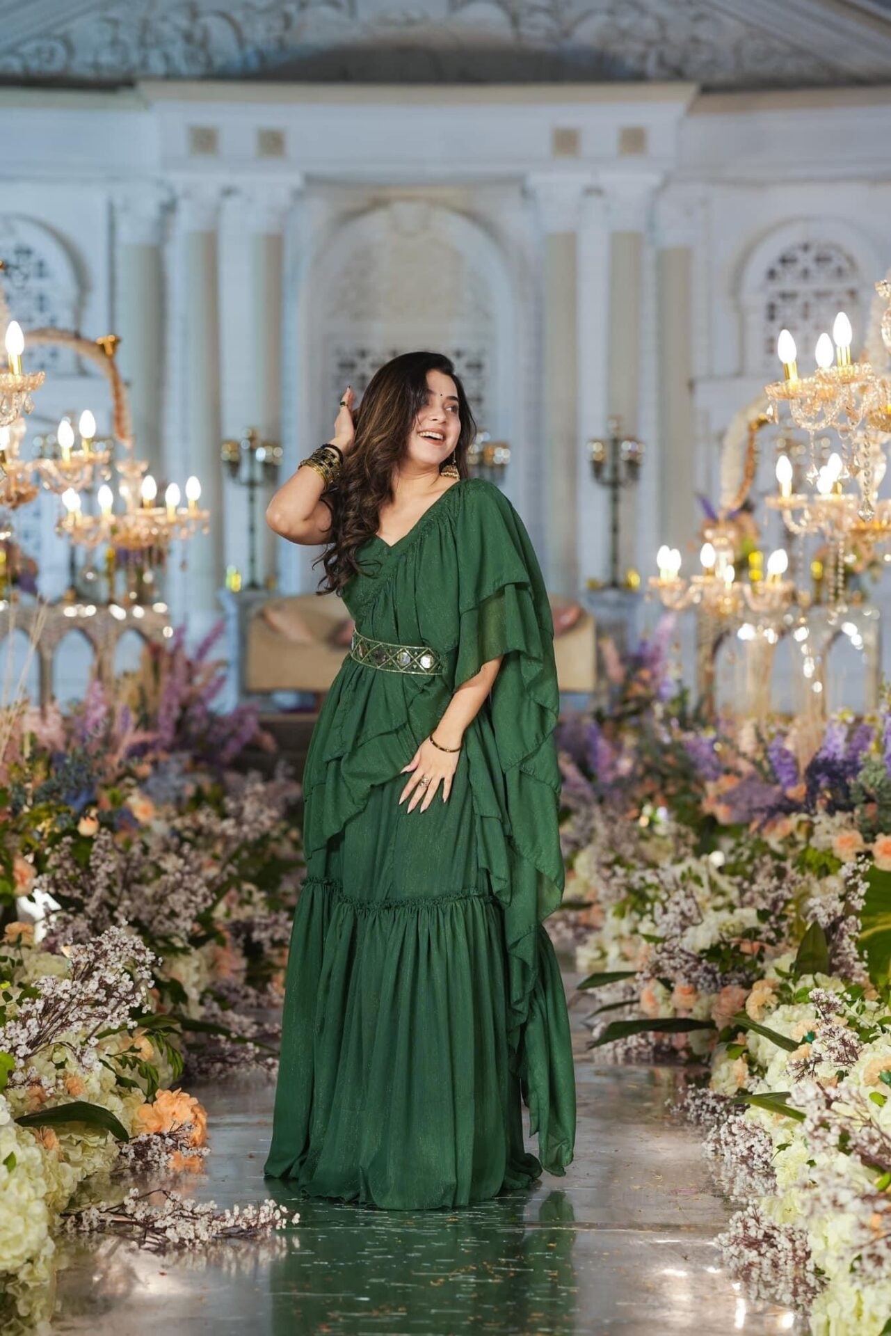 Savannah green Chiffon saree