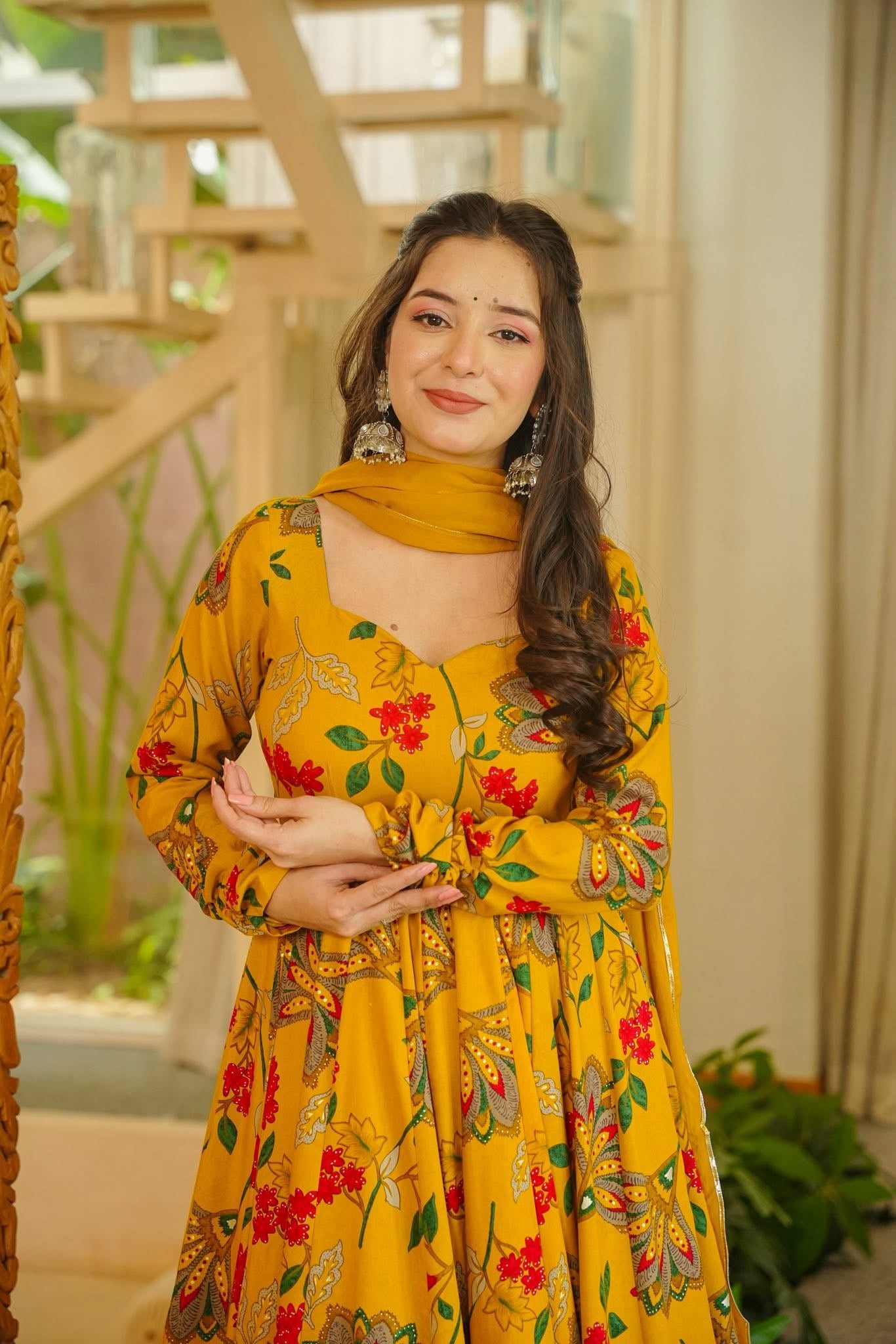 Ikshita Mustard Anarkali Suit Set