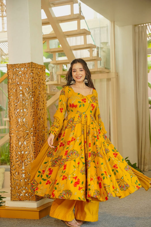 Ikshita Mustard Anarkali Suit Set