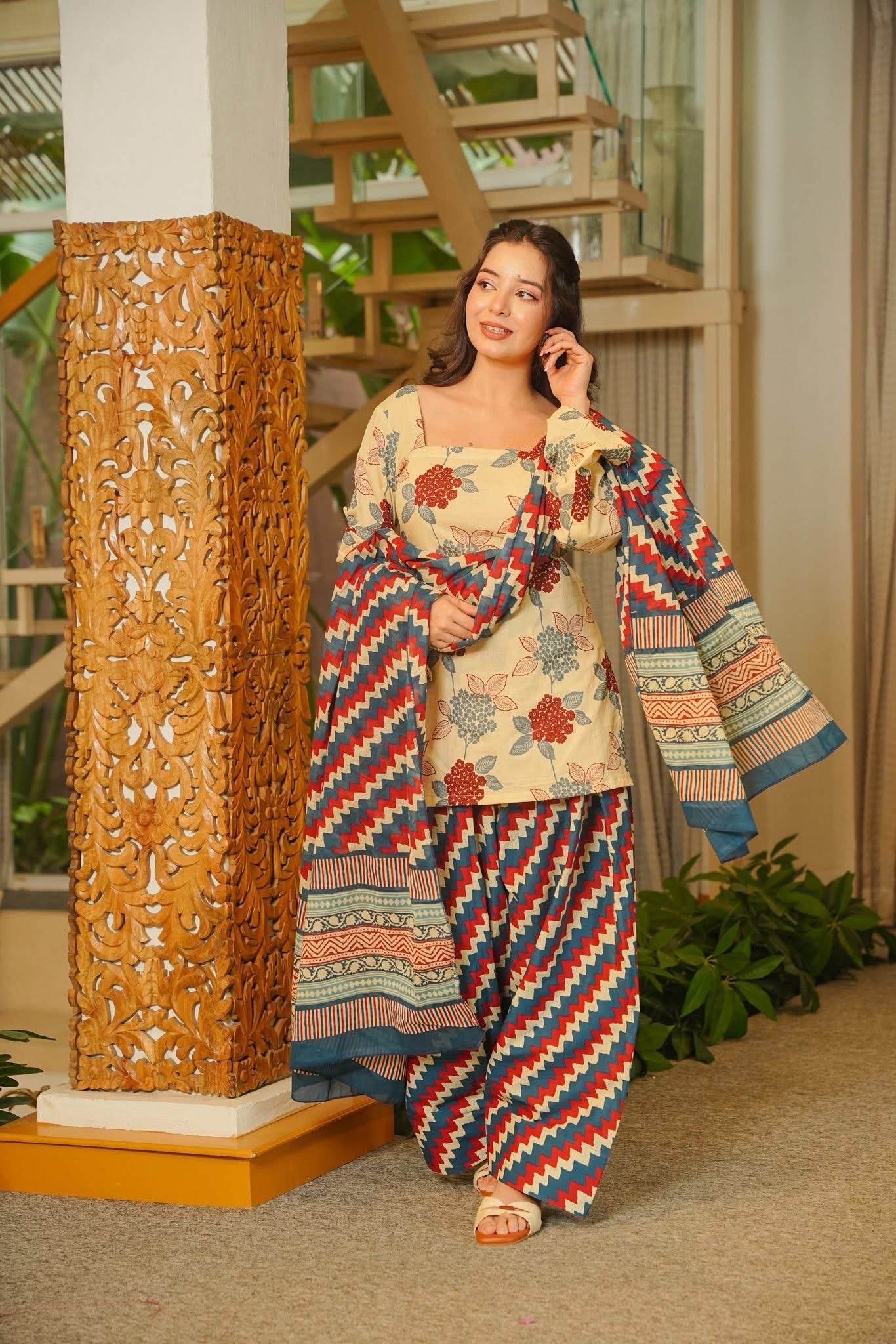 Zaina Cotton Corset Back Farshi Salwar Set